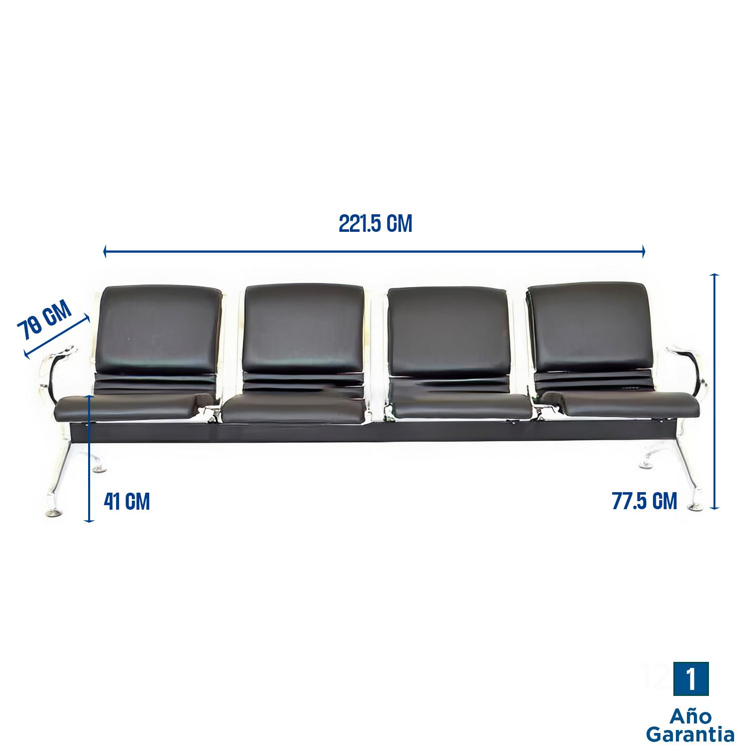 TANDEM AEROPUERTO FULL TAPIZ NEGRO 4 ASIENTOS OFIDEAS - 3