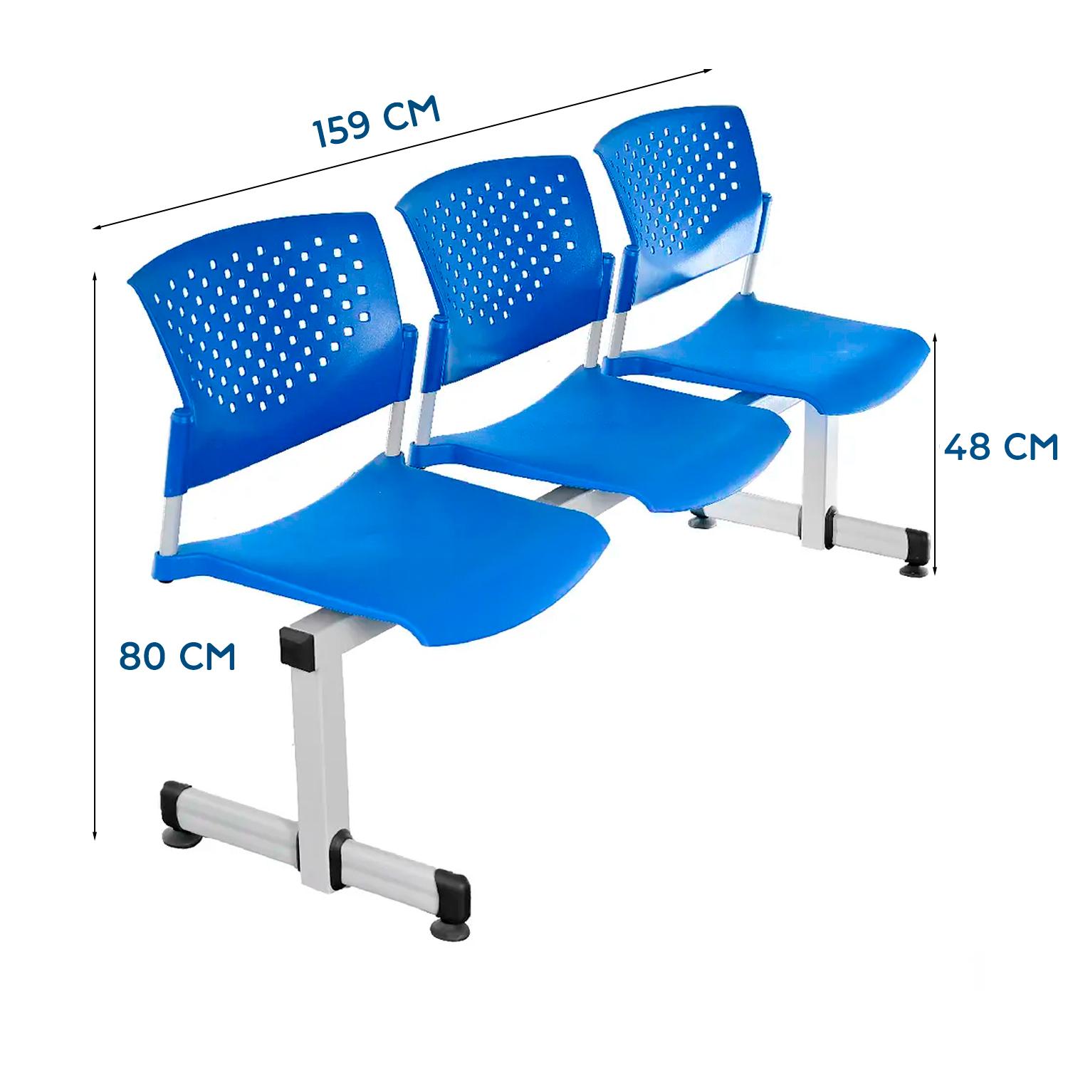BANQUETA DE ESPERA BUTTERFLY VE AZUL 3 ASIENTOS EG OFIDEAS - 2