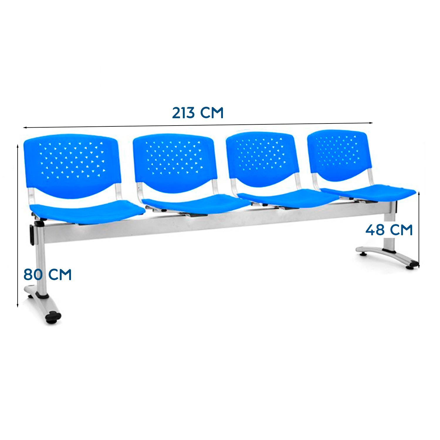 BANQUETA DE ESPERA PRISMA PRO AZUL 4 ASIENTOS EG OFIDEAS - 2