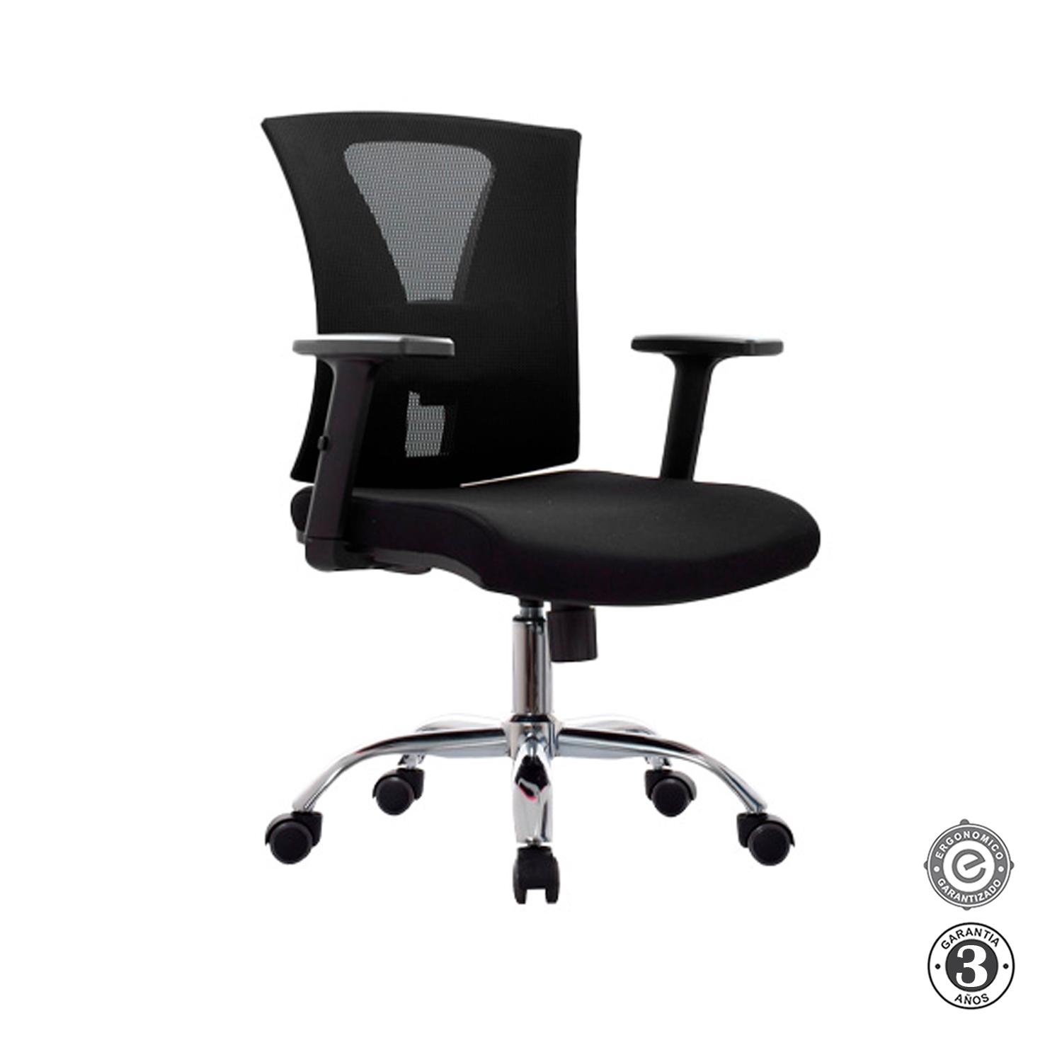 SILLA ERGONÓMICA NIX GERENTE BRAZOS 1D CROMADO NEGRO OFIDEAS - 6