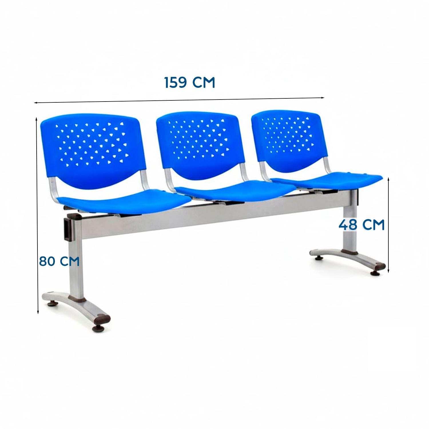 BANQUETA DE ESPERA PRISMA PRO AZUL 3 ASIENTOS EG OFIDEAS - 2