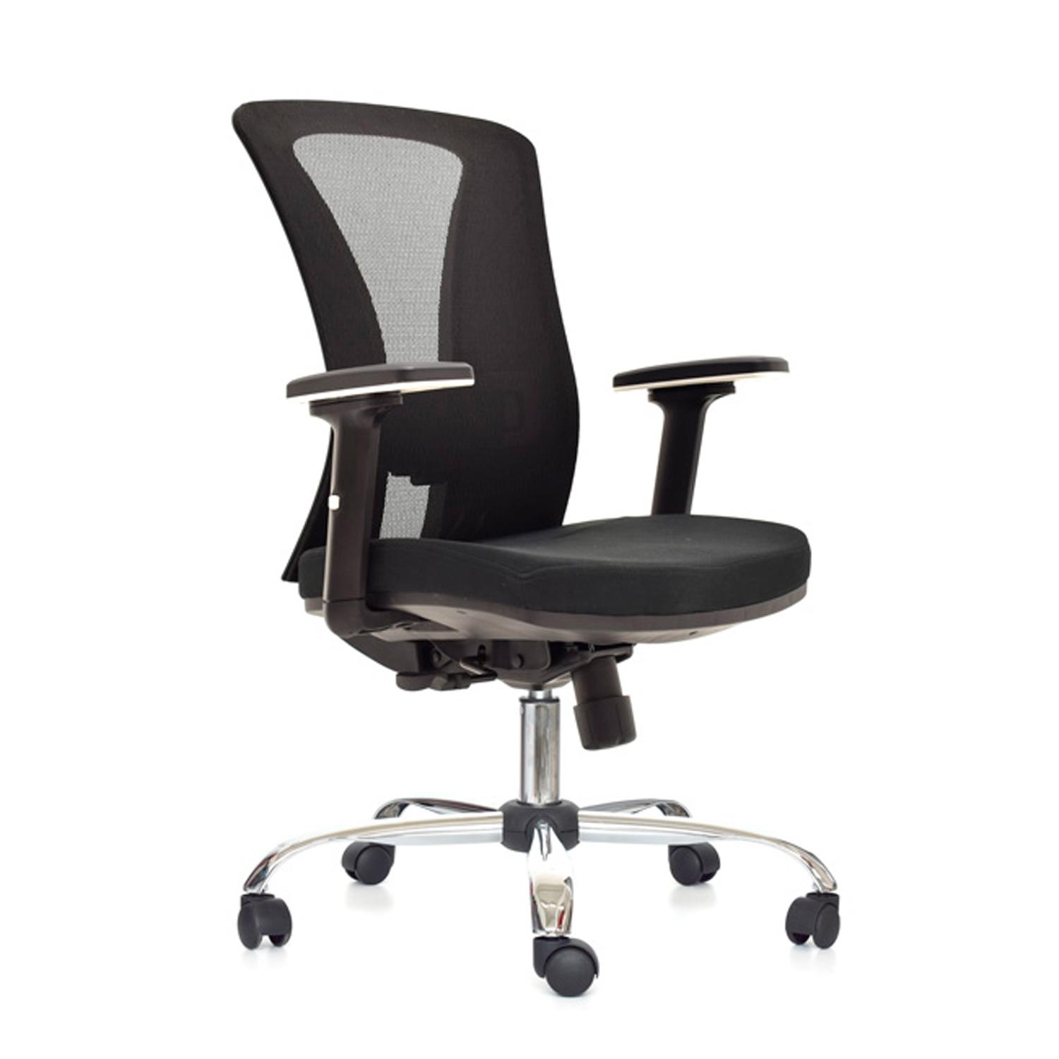 SILLA ERGONÓMICA VERSALLES GERENTE BRAZOS 1D CROMADO NEGRO OFIDEAS - 1