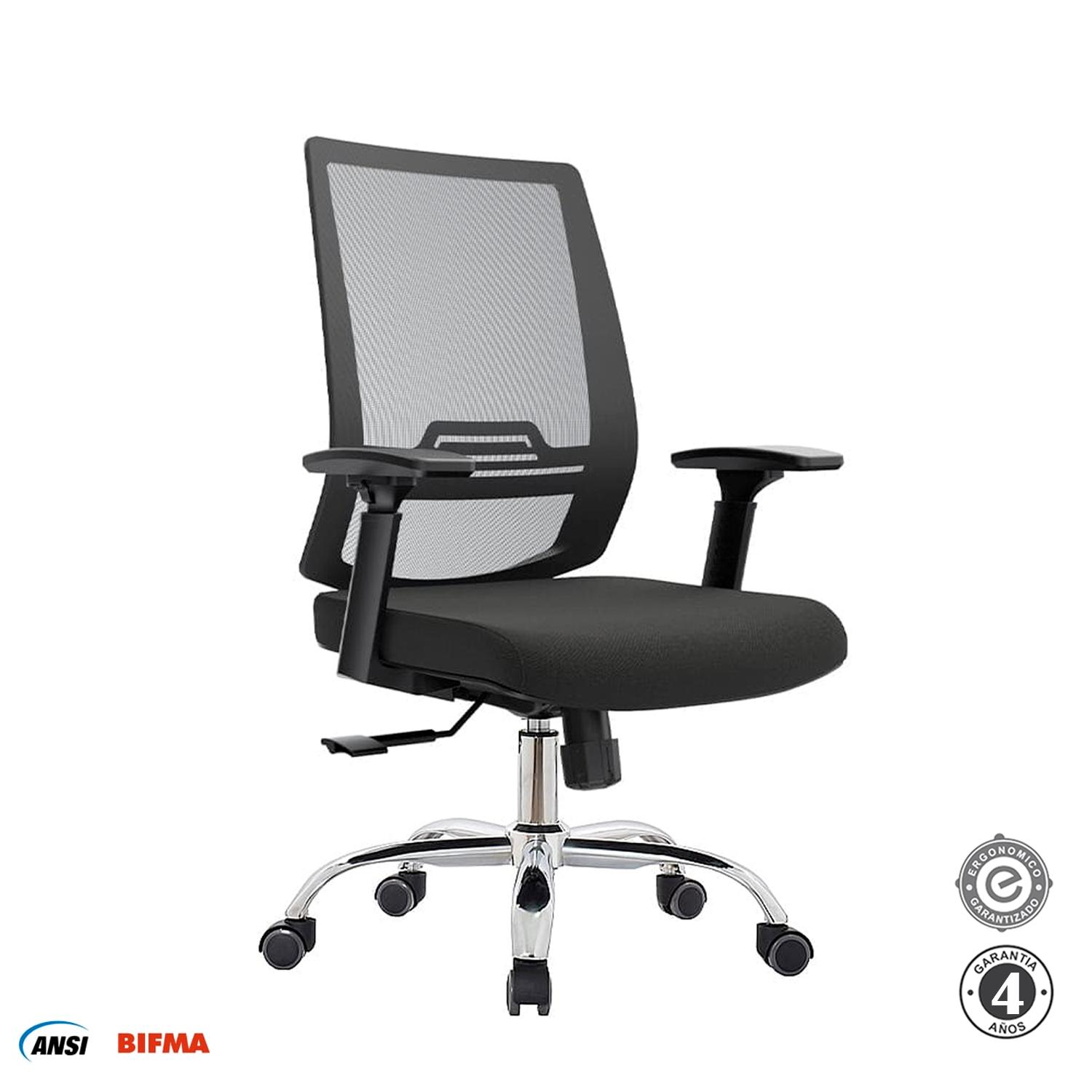 SILLA ERGONÓMICA AERON GERENTE BRAZOS 3D CROMADO NEGRO OFIDEAS - 2