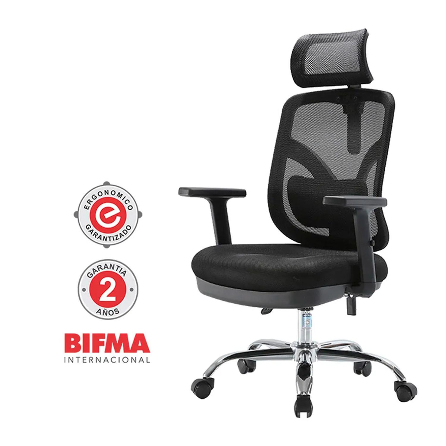 SILLA ERGONÓMICA TRIM PREMIUM NEGRO CROMADO OFIDEAS - 5
