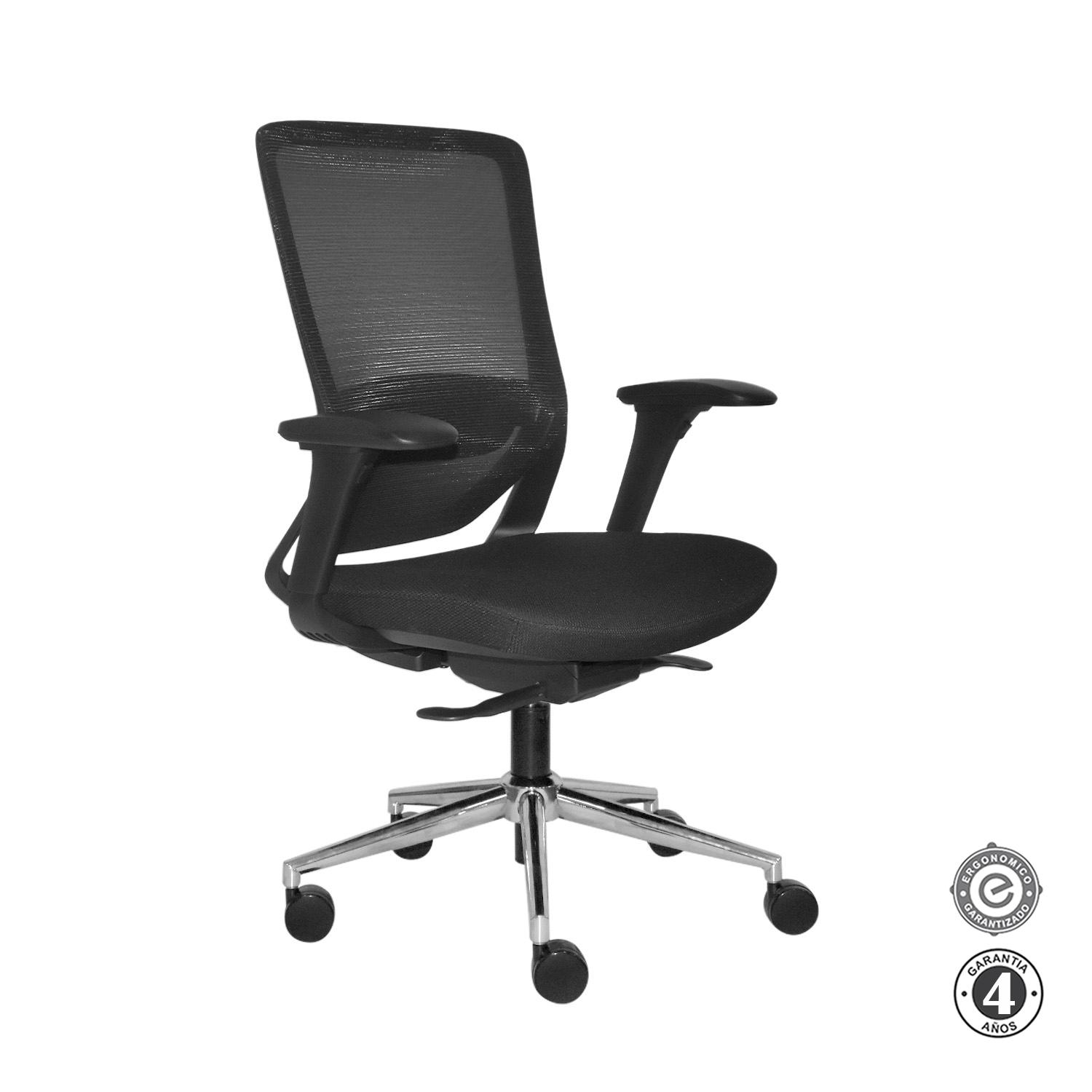 SILLA ERGONÓMICA LOOP GERENTE 4D CROMADO NEGRO OFIDEAS - 6