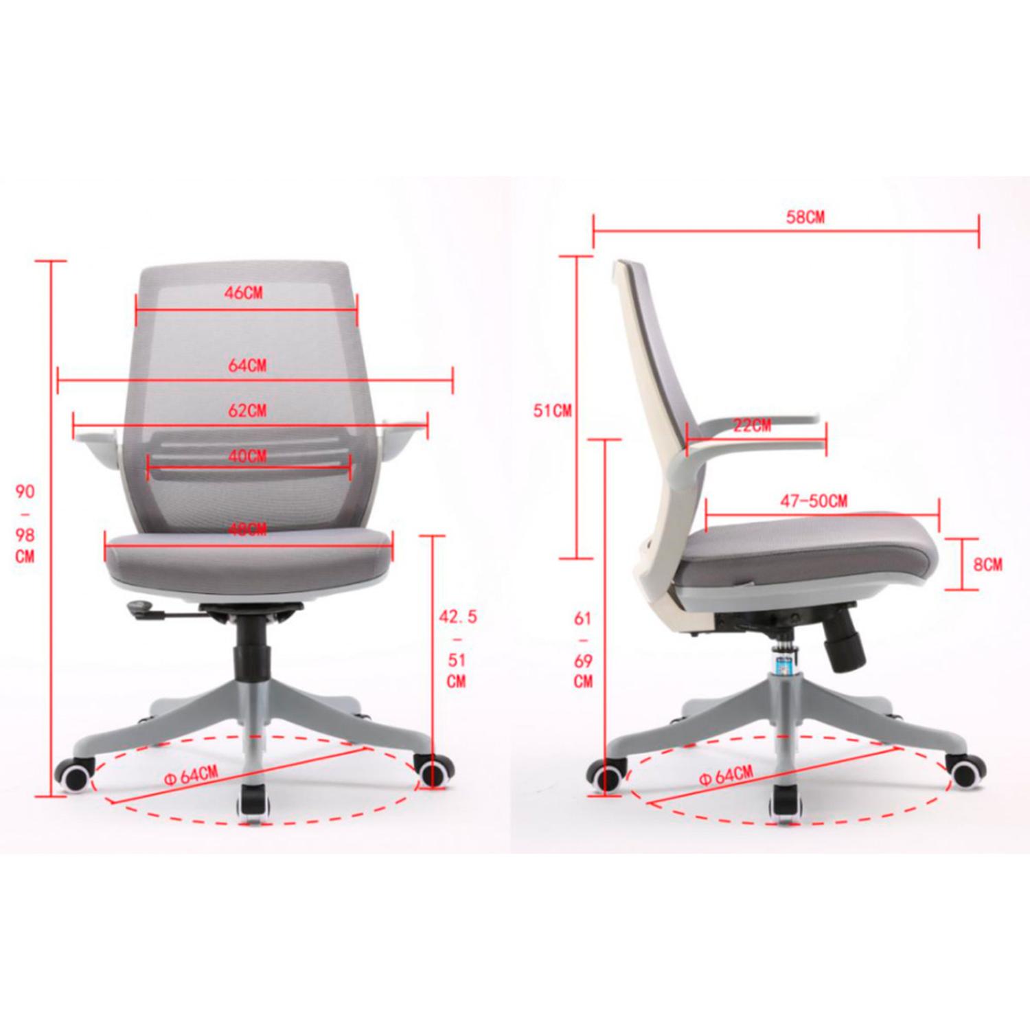 SILLA ERGONÓMICA ESTELA PREMIUM GRIS TELA OFIDEAS - 5