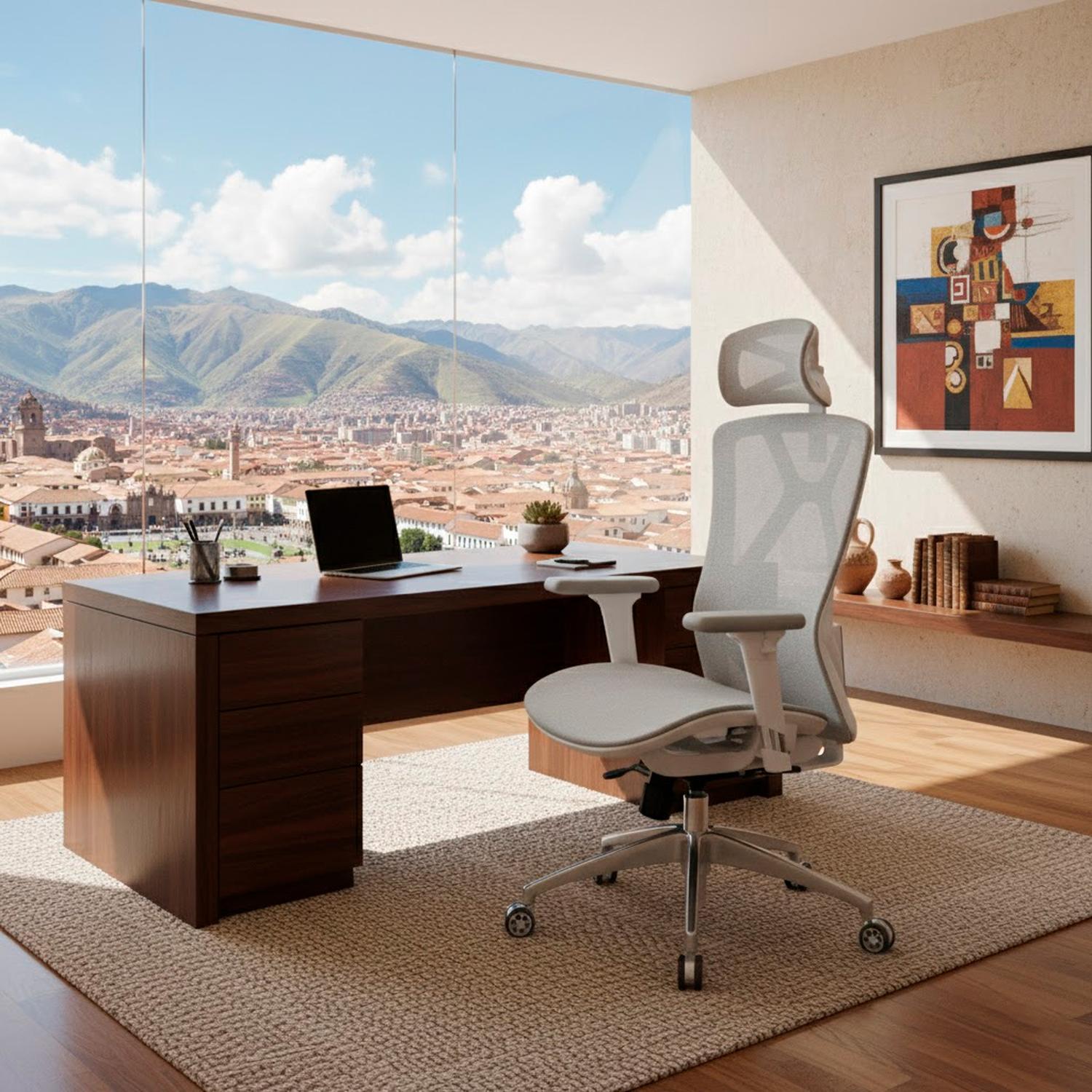 SILLA ERGONÓMICA NILO MALLA PRESIDENTE GRIS OFIDEAS - 6