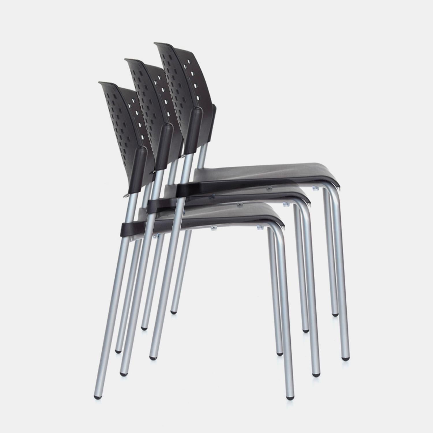 SILLA FIJA DE VISITA BUTTERFLY NEGRO ESTRUCTURA GRIS OFIDEAS - 2