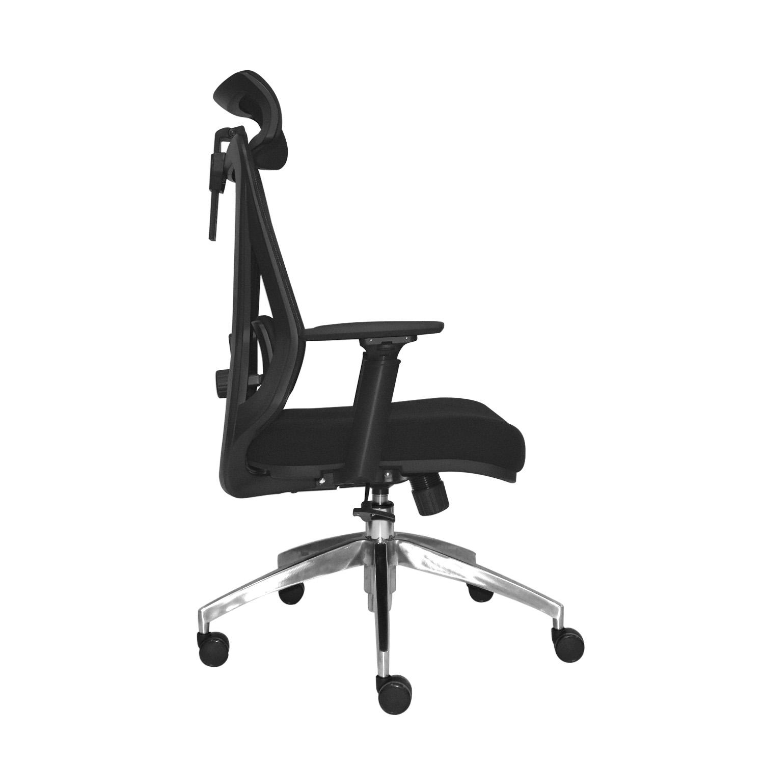 SILLA ERGONÓMICA DOLFIN SYNCRO BRAZOS 3D PRESIDENTE ALUMINIO NEGRO OFIDEAS - 3