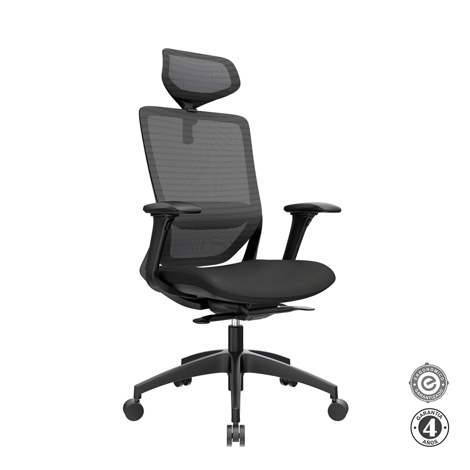 SILLA ERGONÓMICA LOOP PRESIDENTE 4D CROMADO NEGRO OFIDEAS - 3