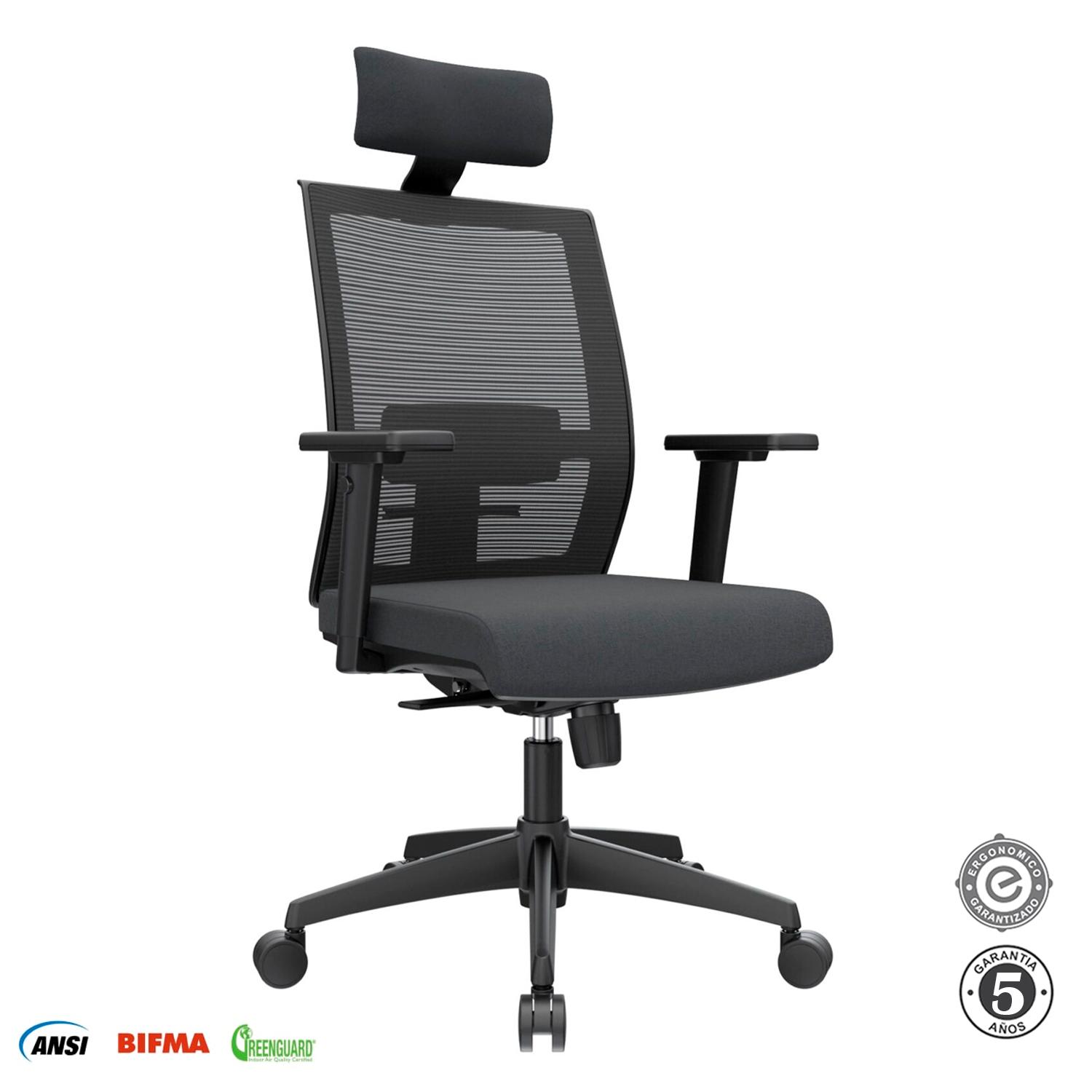 SILLA ERGONÓMICA NOHA PRESIDENTE NYLON NEGRO OFIDEAS - 6