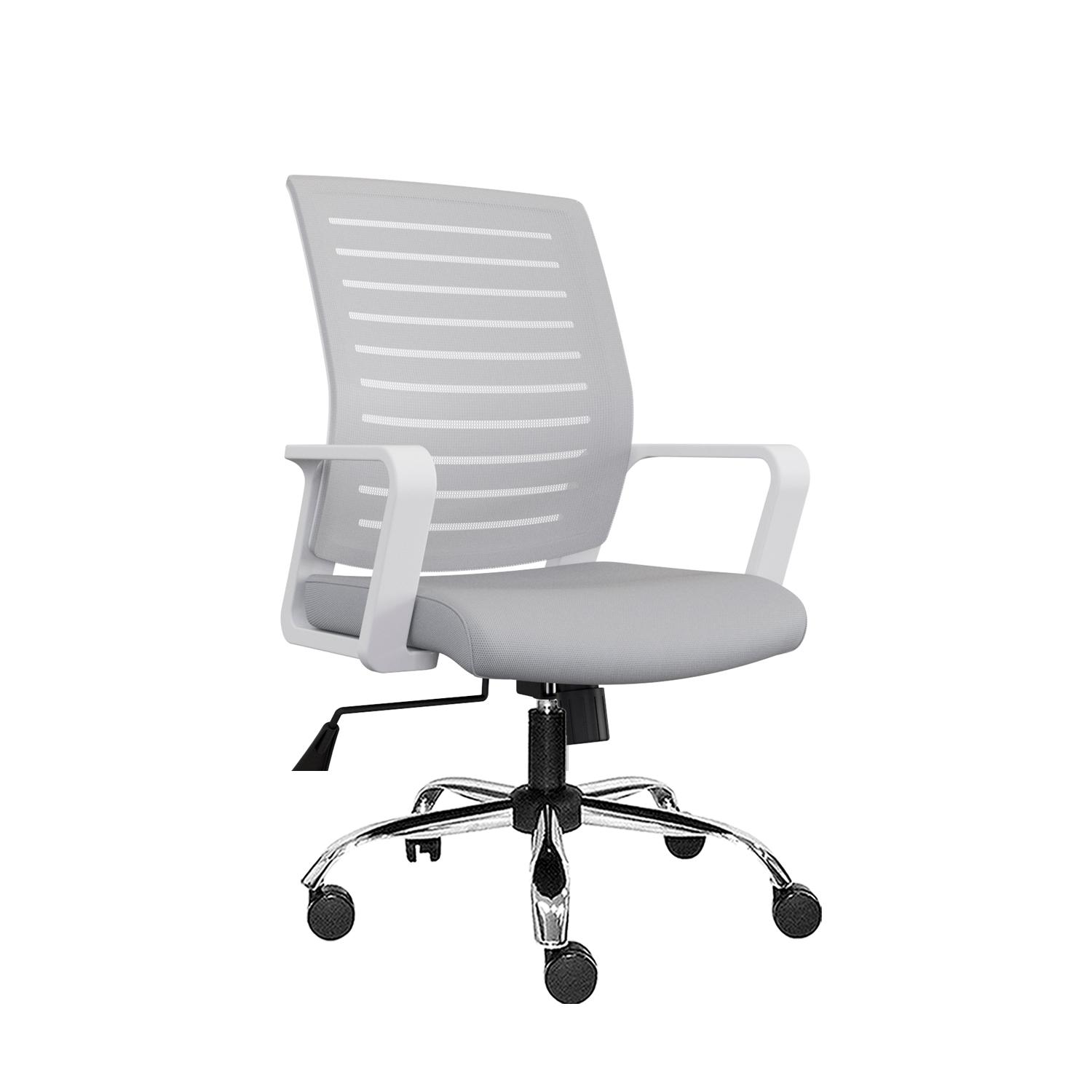SILLA ERGONÓMICA ONIX GERENTE CROMADO BLANCO Y GRIS OFIDEAS - 1
