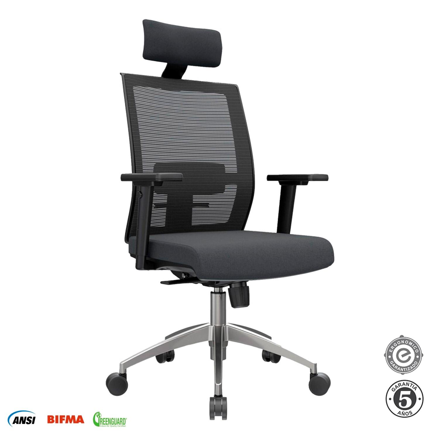 SILLA ERGONÓMICA NOHA PRESIDENTE ALUMINIO NEGRO OFIDEAS - 6