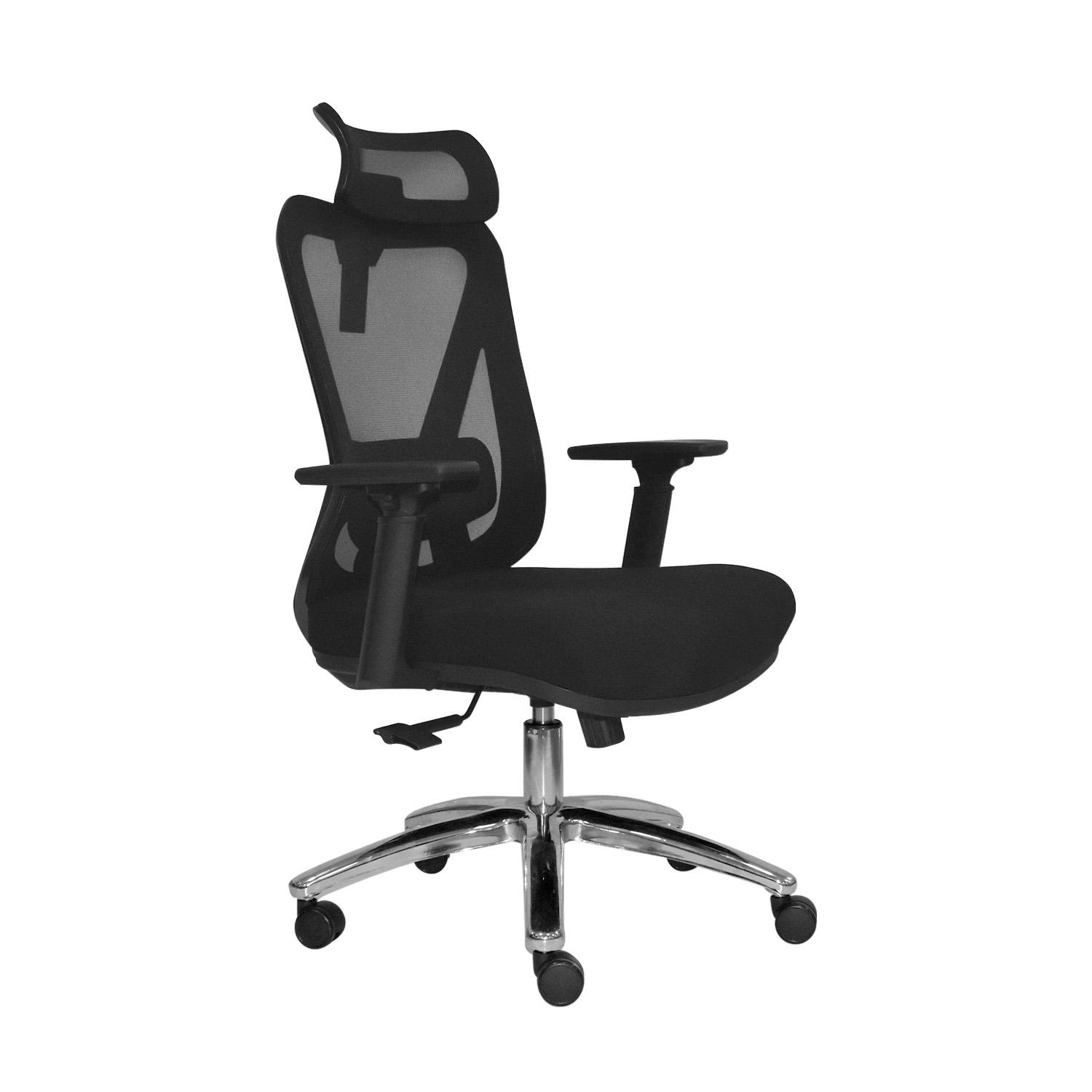 SILLA ERGONÓMICA DOLFIN SYNCRO BRAZOS 3D PRESIDENTE CROMADO NEGRO OFIDEAS - 1