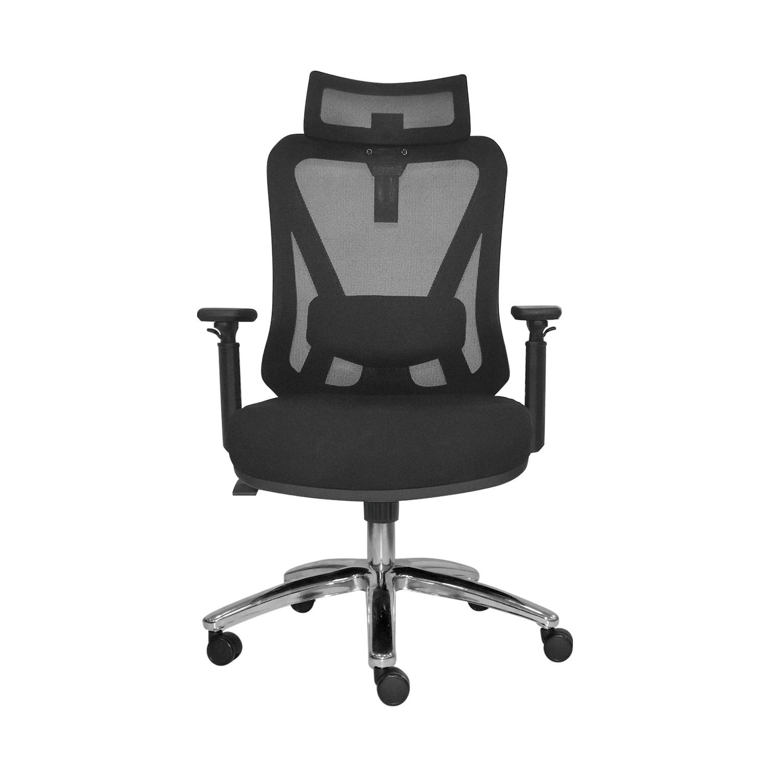 SILLA ERGONÓMICA DOLFIN SYNCRO BRAZOS 3D PRESIDENTE CROMADO NEGRO OFIDEAS - 2