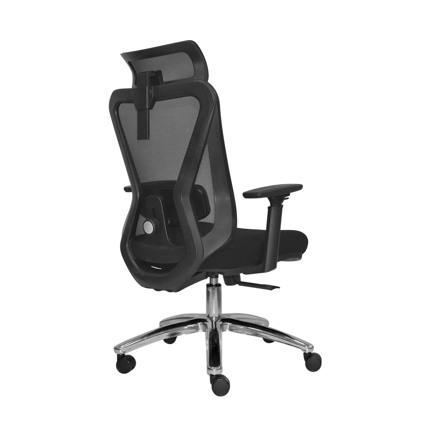SILLA ERGONÓMICA DOLFIN SYNCRO BRAZOS 3D PRESIDENTE CROMADO NEGRO OFIDEAS - 4