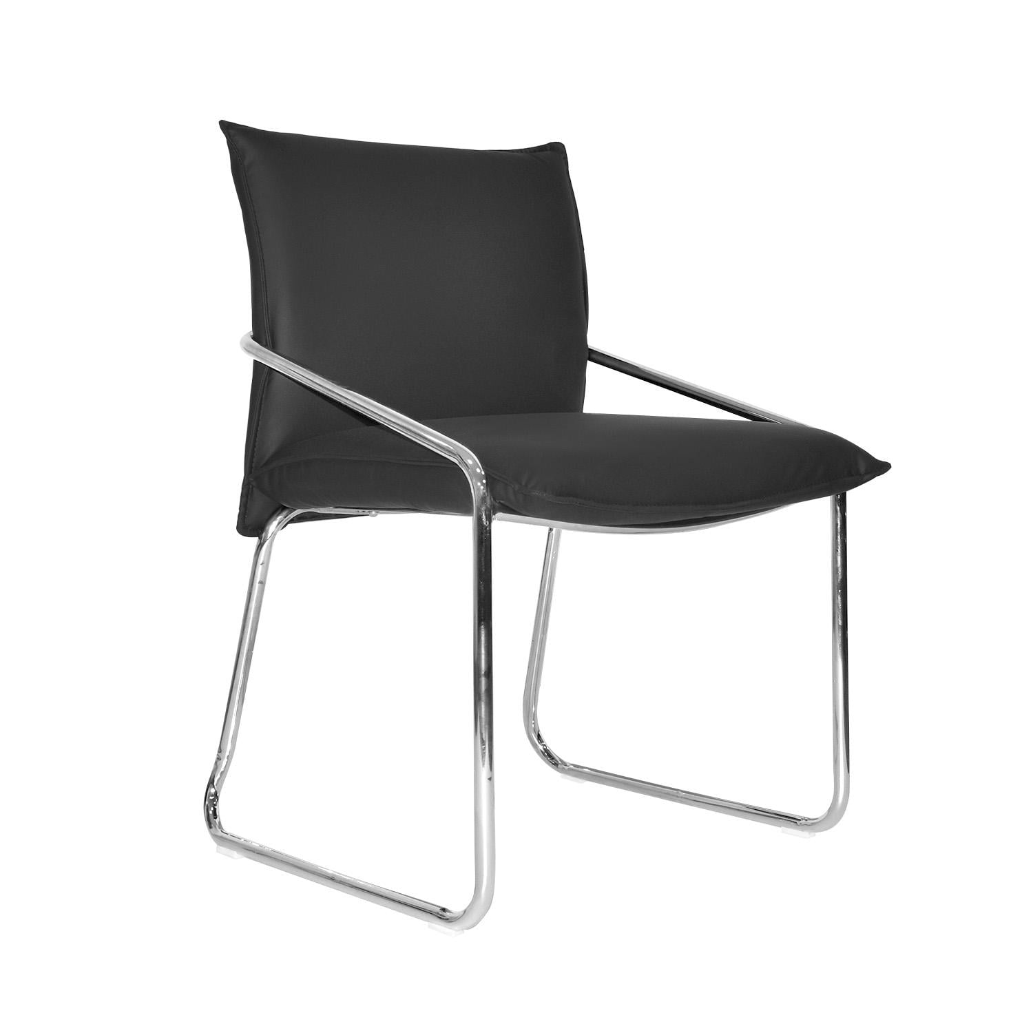 SILLA FIJA DE ESPERA LITE CUERO NEGRO OFIDEAS - 1