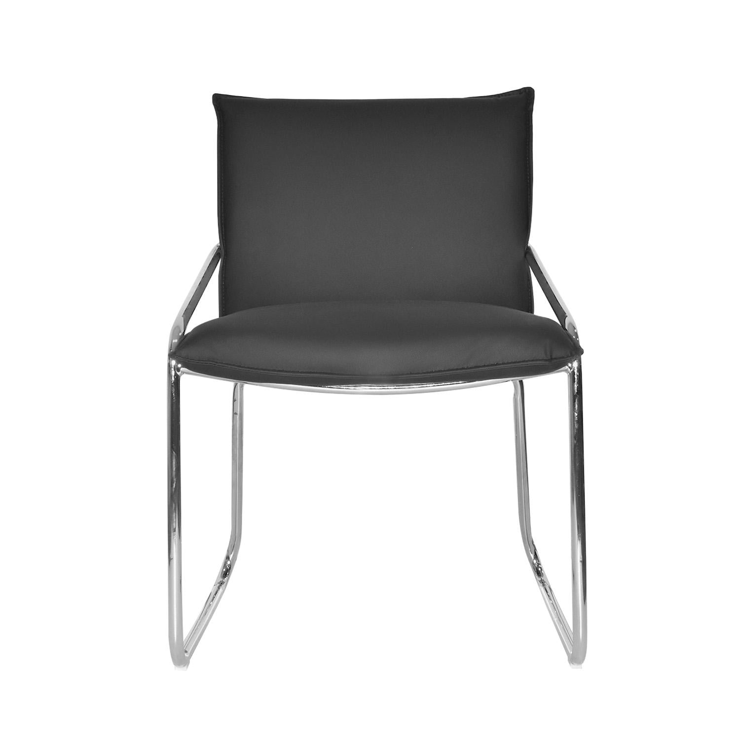 SILLA FIJA DE ESPERA LITE CUERO NEGRO OFIDEAS - 2