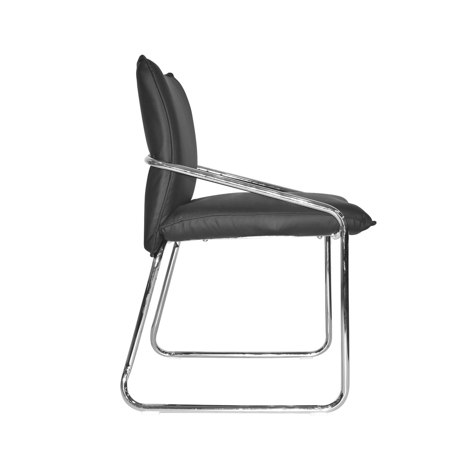 SILLA FIJA DE ESPERA LITE CUERO NEGRO OFIDEAS - 3