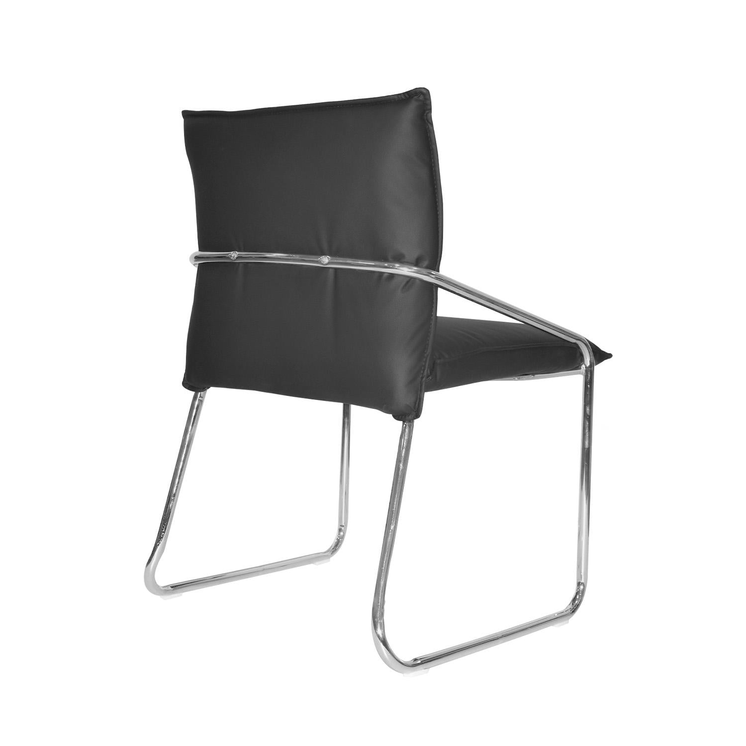 SILLA FIJA DE ESPERA LITE CUERO NEGRO OFIDEAS - 4