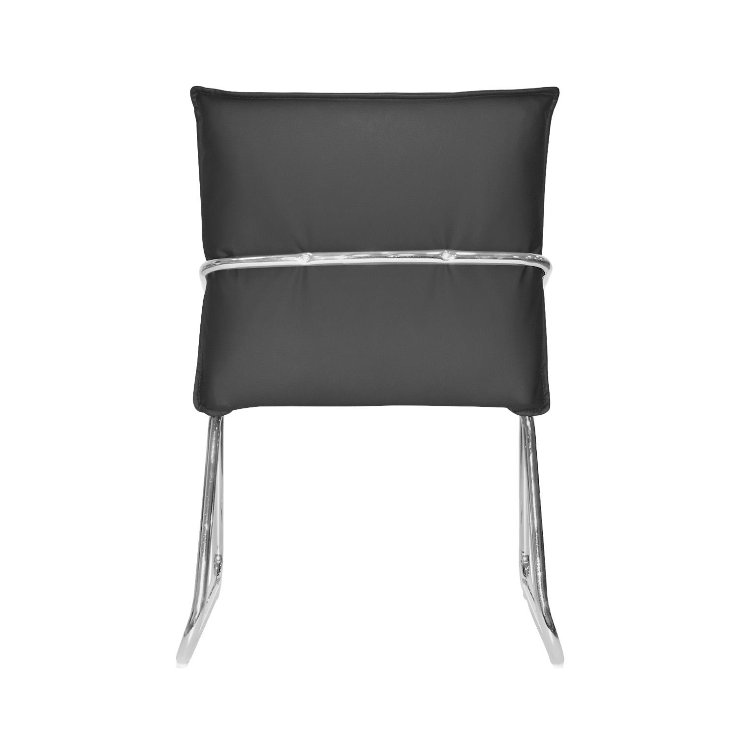 SILLA FIJA DE ESPERA LITE CUERO NEGRO OFIDEAS - 5