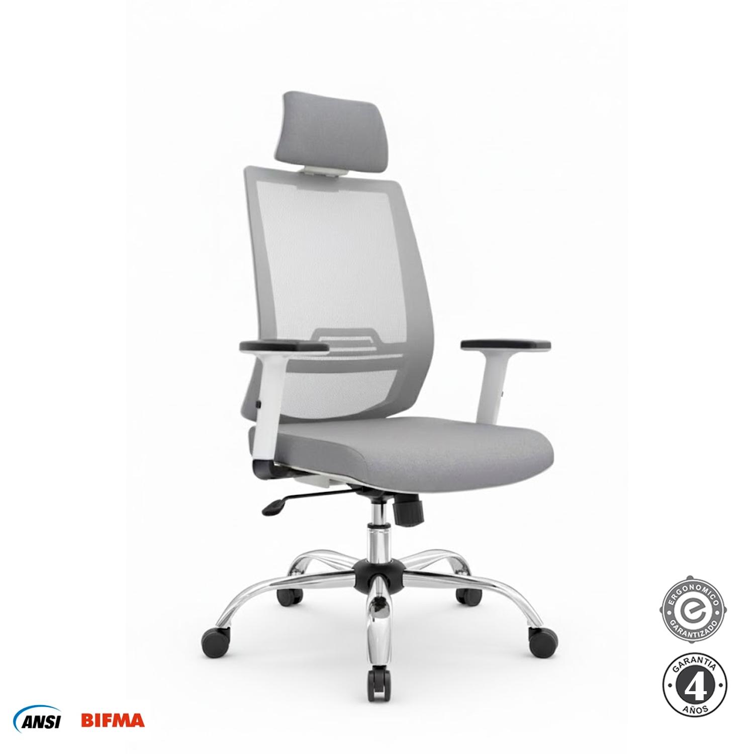 SILLA ERGONÓMICA AERON PRESIDENTE BRAZOS 1D CROMADO GRIS EB OFIDEAS - 2