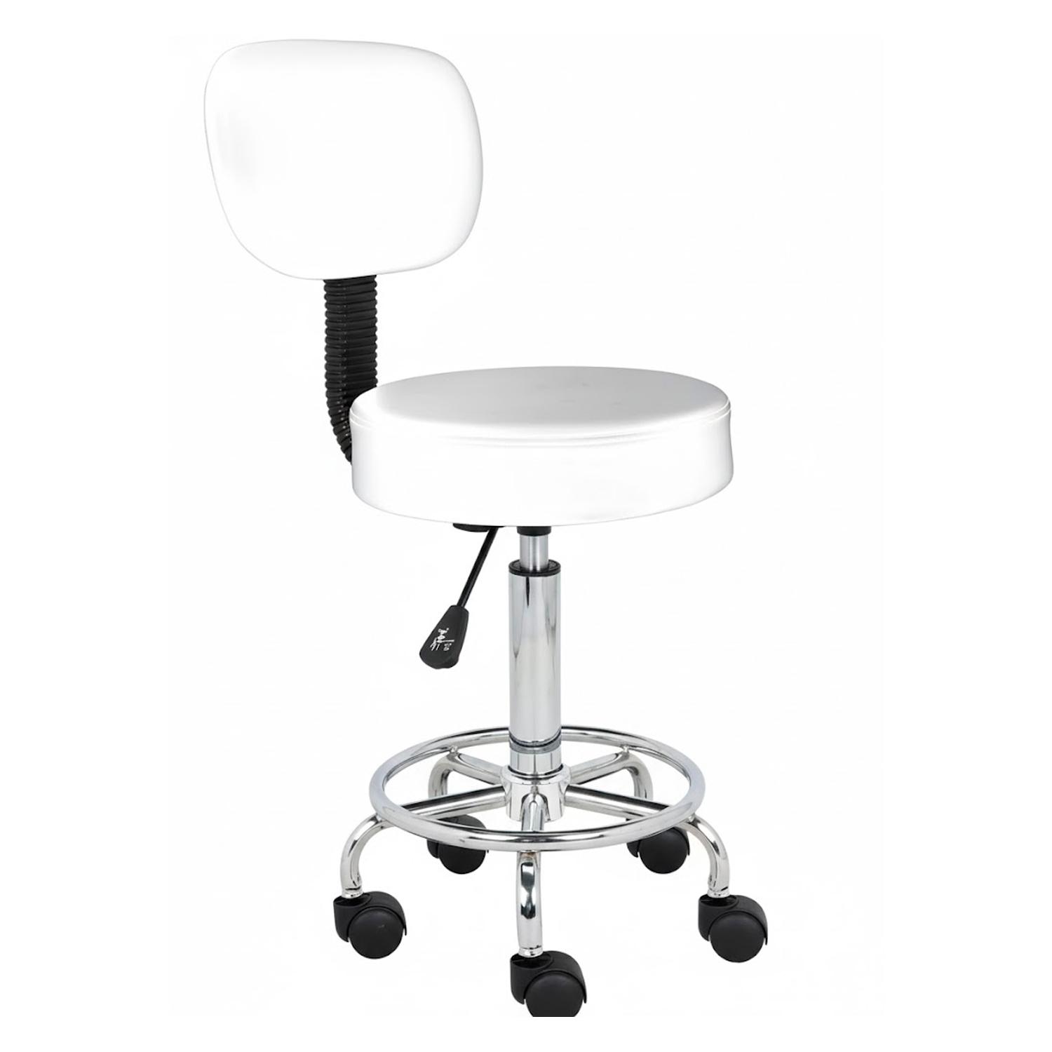 TABURETE WORK PREMIUM CON RESPALDAR BLANCO OFIDEAS - 1