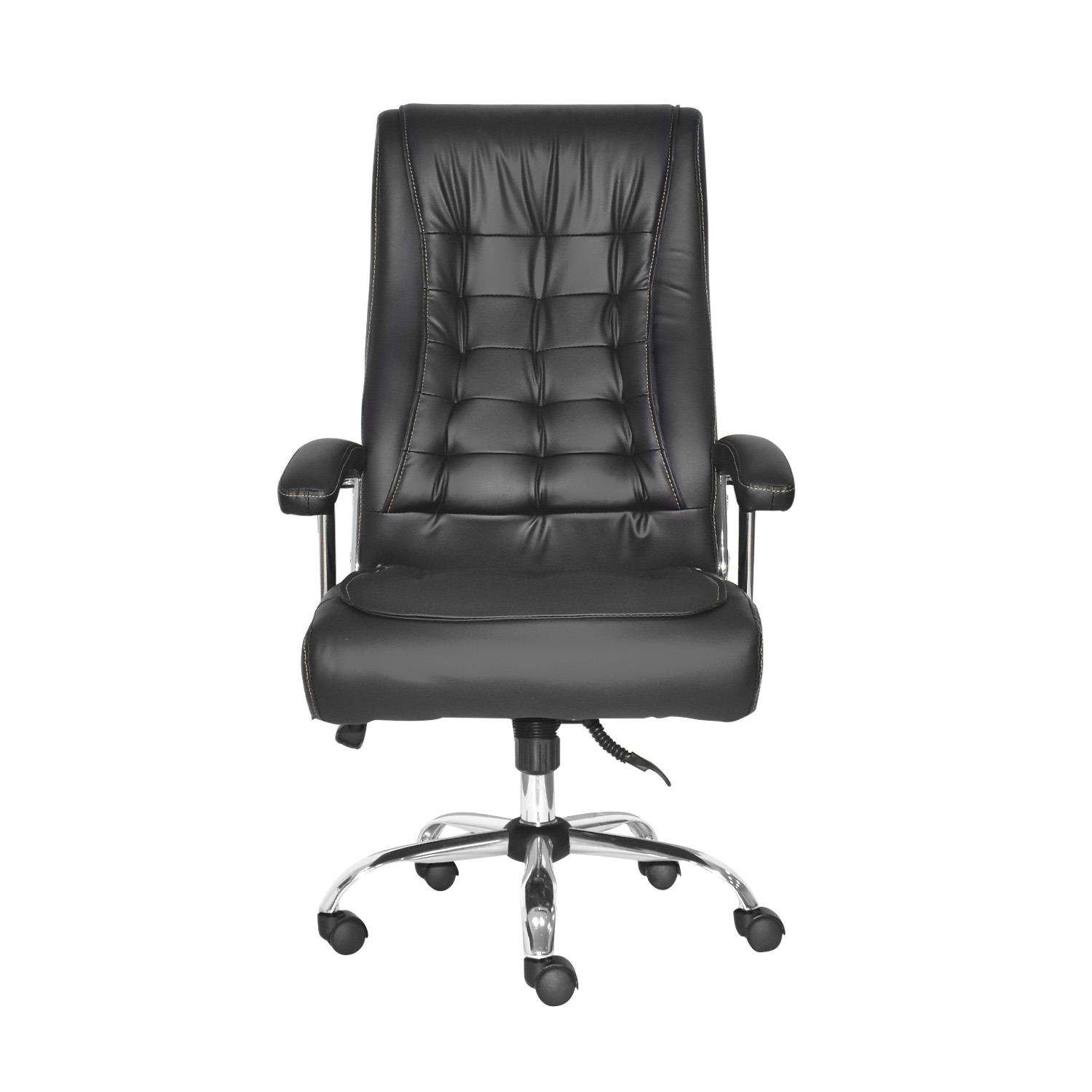 SILLA ERGONÓMICA SHINY XH CUERO NEGRO HILO DORADO OFIDEAS - 2