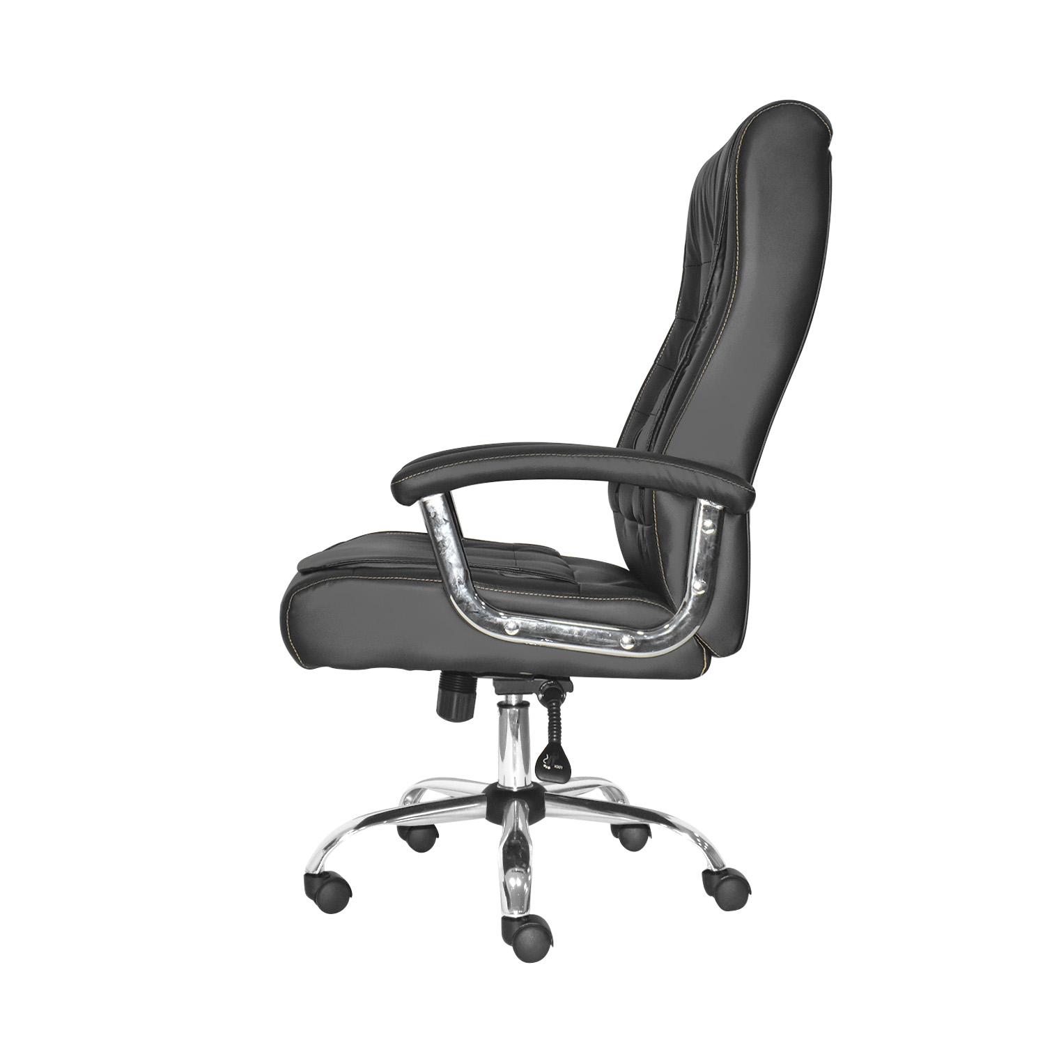 SILLA ERGONÓMICA SHINY XH CUERO NEGRO HILO DORADO OFIDEAS - 3