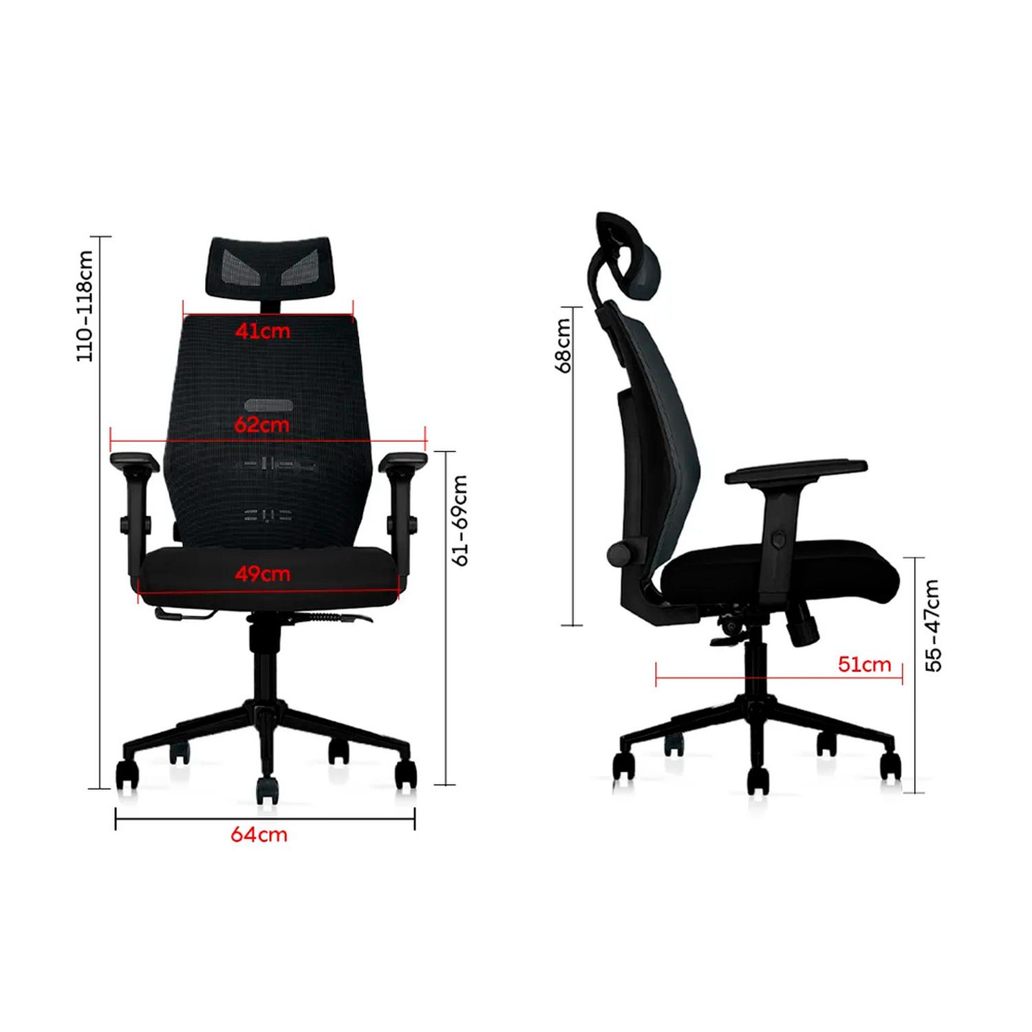 SILLA ERGONÓMICA SLIM PREMIUM NEGRO OFIDEAS - 4