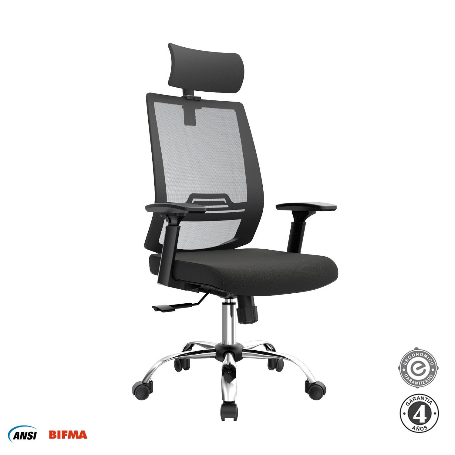 SILLA ERGONÓMICA AERON PRESIDENTE BRAZOS 3D CROMADO NEGRO OFIDEAS - 2