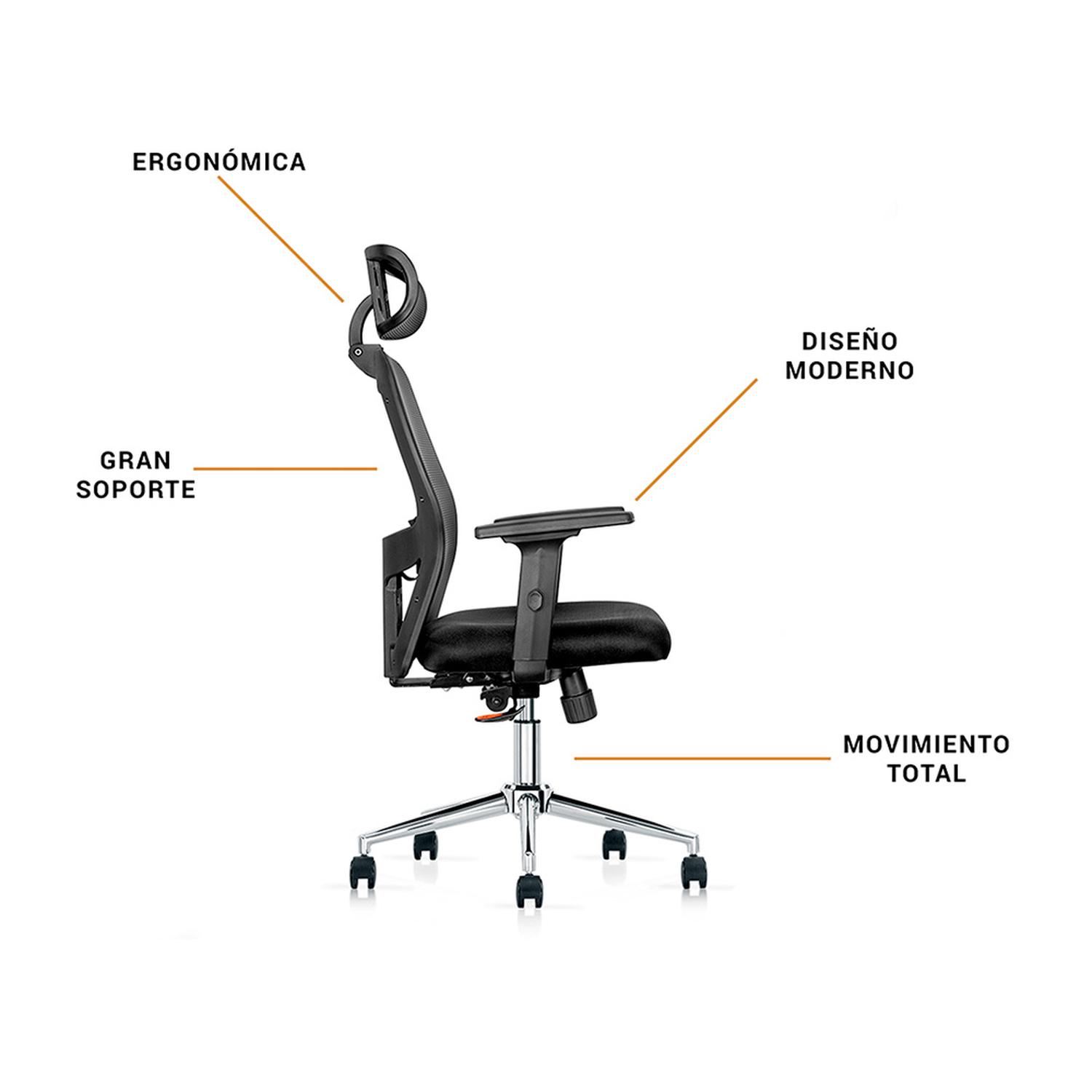 SILLA ERGONÓMICA MONACO PREMIUM NEGRO OFIDEAS - 5