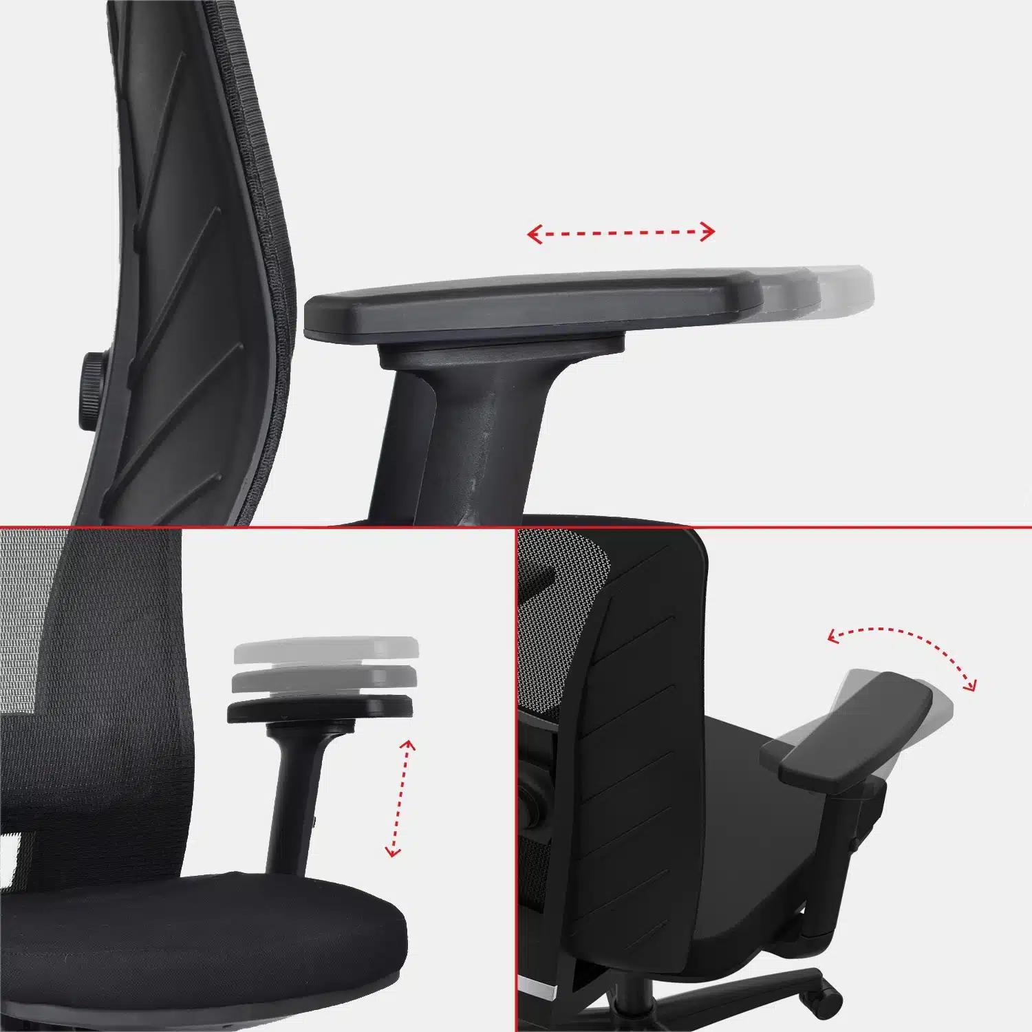 SILLA ERGONÓMICA VERSALLES PRESIDENTE BRAZOS 3D ALUMINIO NEGRO OFIDEAS - 8