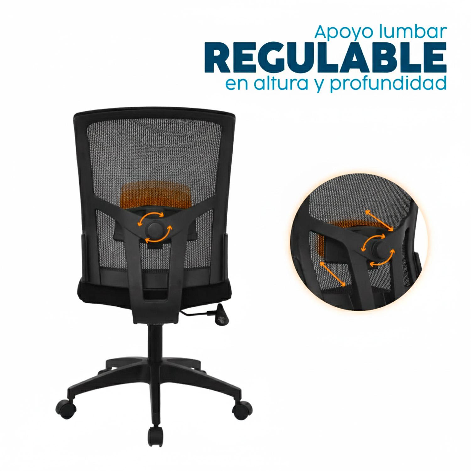 SILLA ERGONÓMICA DELPHI I NEGRO NYLON SIN BRAZOS OFIDEAS - 3