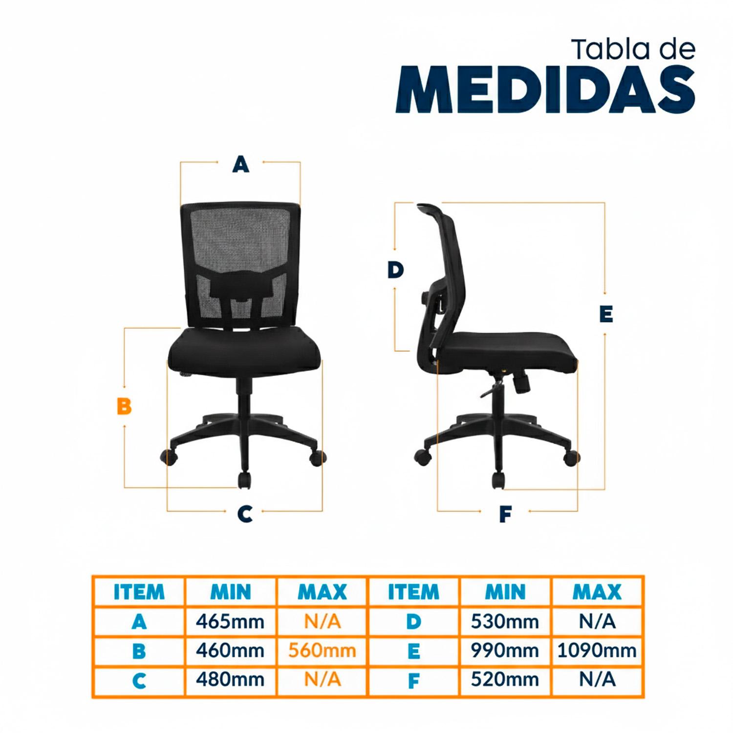 SILLA ERGONÓMICA DELPHI I NEGRO NYLON SIN BRAZOS OFIDEAS - 4