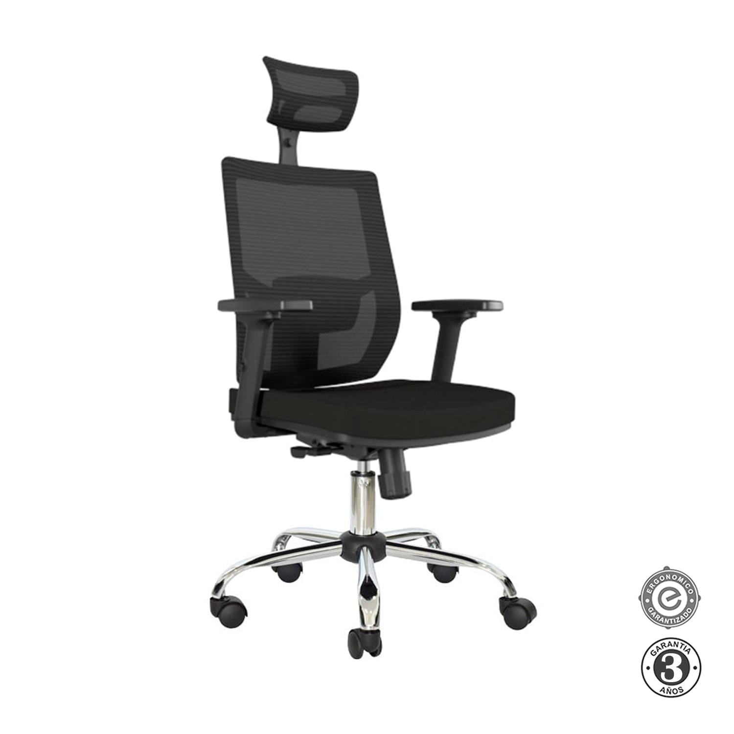 SILLA ERGONÓMICA LIMS SYNCRO BRAZOS 3D PRESIDENTE CROMADO NEGRO OFIDEAS - 1