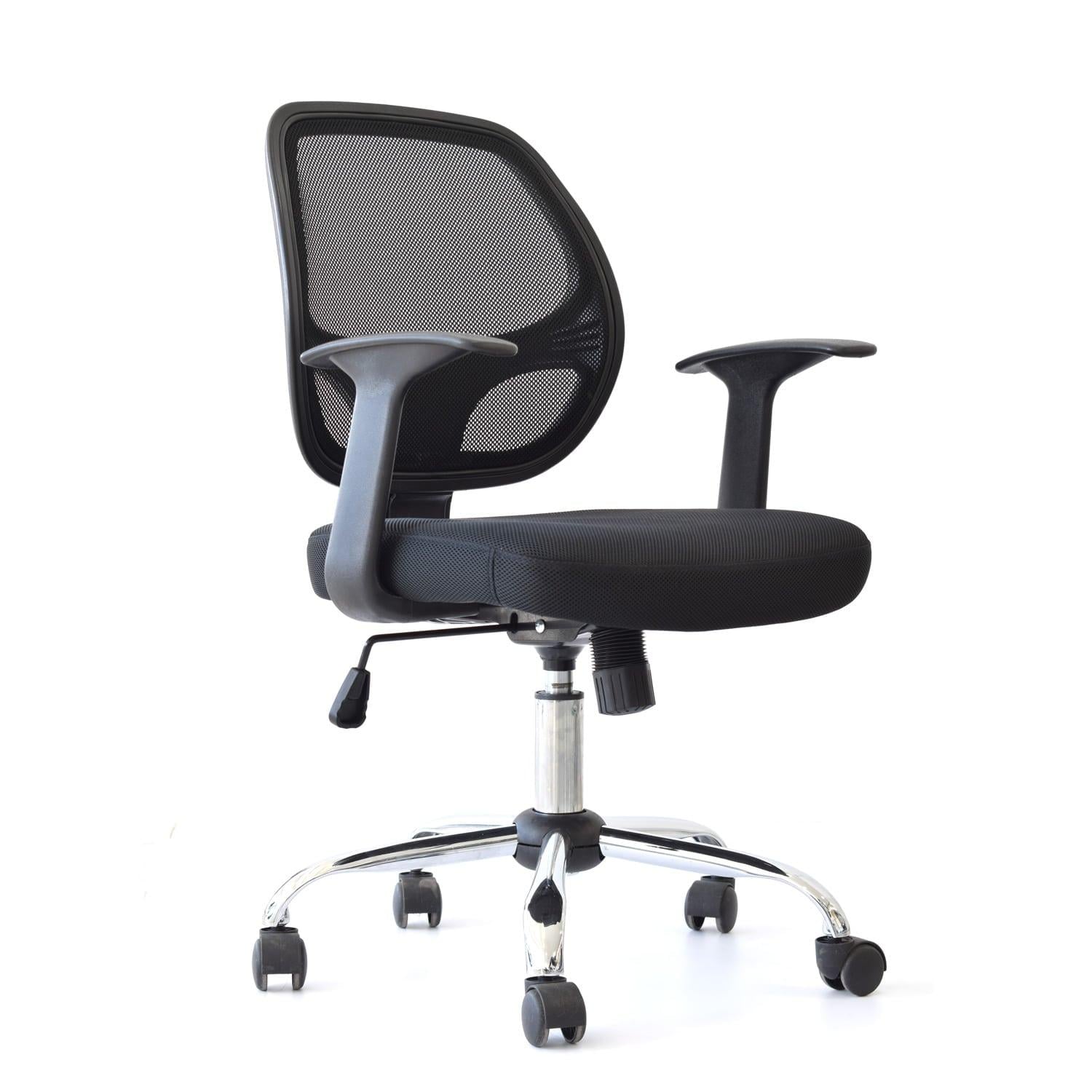 SILLA GIRATORIA MALI CON BRAZOS CROMADO NEGRO OFIDEAS - 1