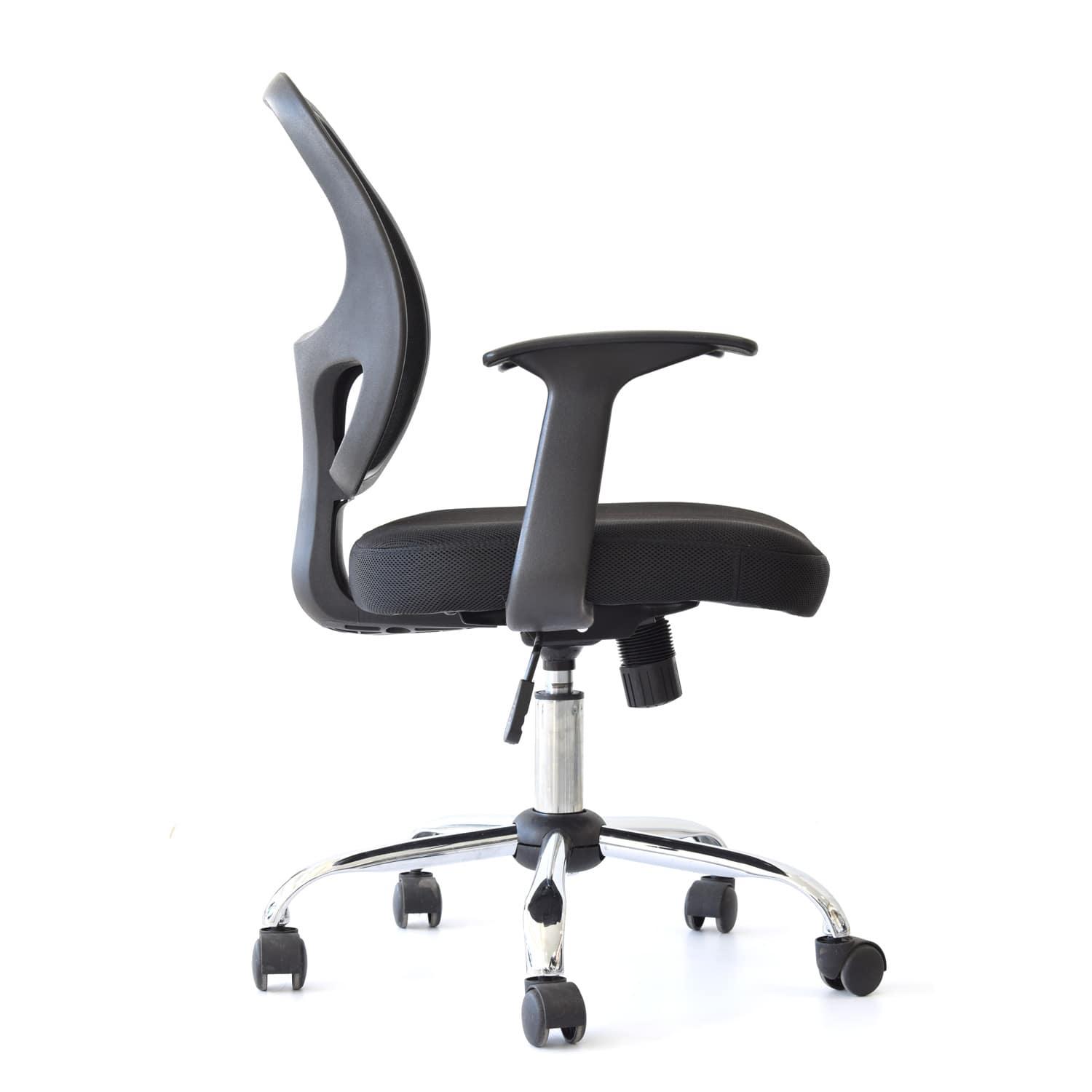 SILLA GIRATORIA MALI CON BRAZOS CROMADO NEGRO OFIDEAS - 3