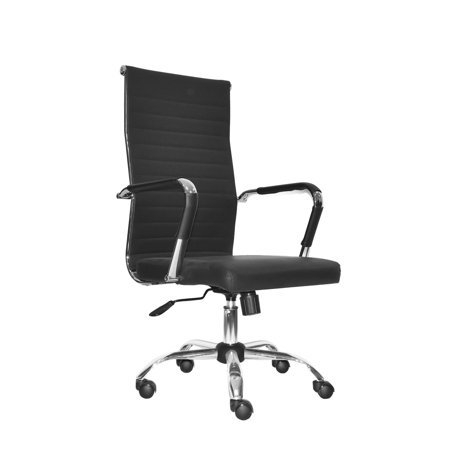 SILLA GIRATORIA ODRA CUERO NEGRO OFIDEAS - 1