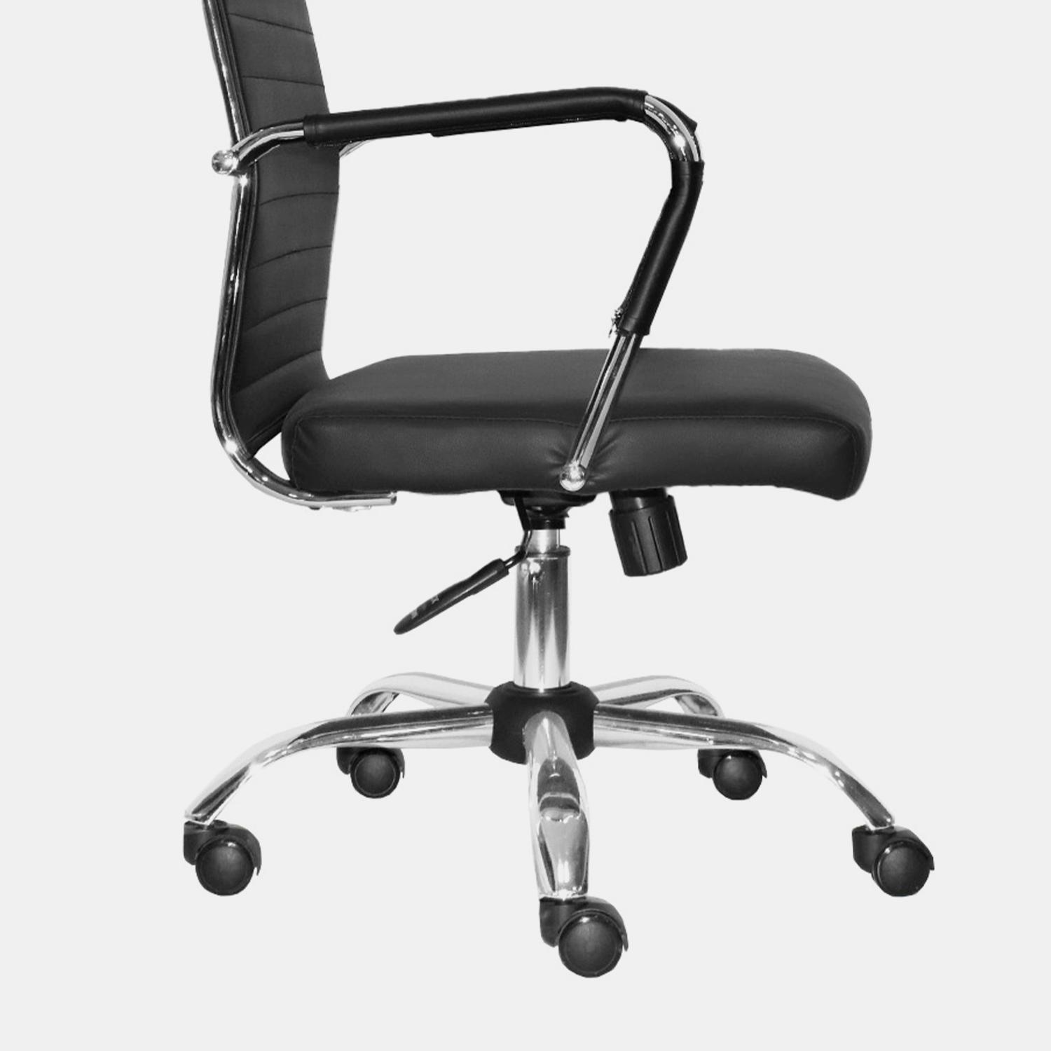 SILLA GIRATORIA ODRA CUERO NEGRO OFIDEAS - 6