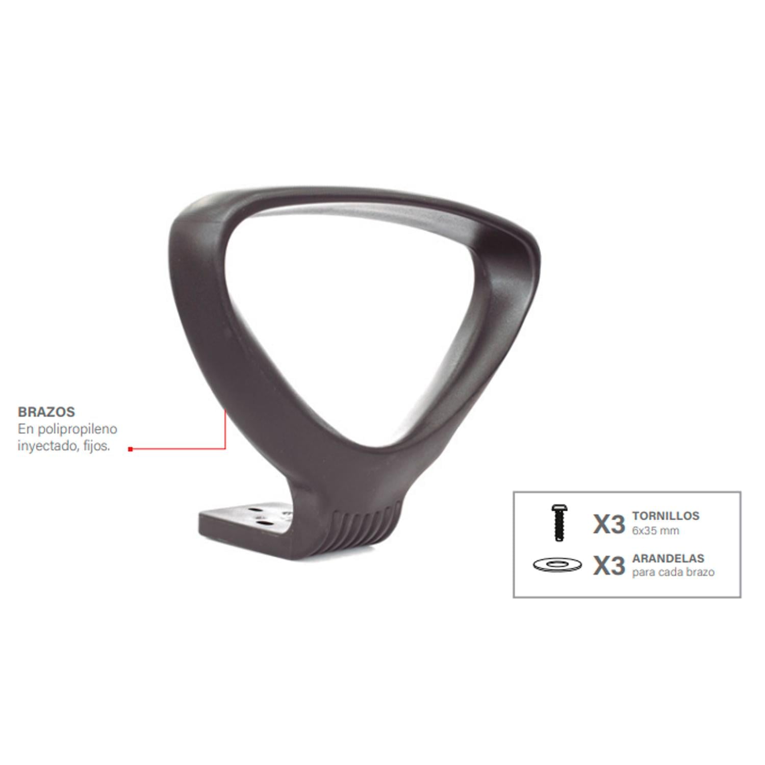 BRAZOS DE SILLA DE OFICINA BRAZO 20 (PAR) NEGRO OFIDEAS - 2