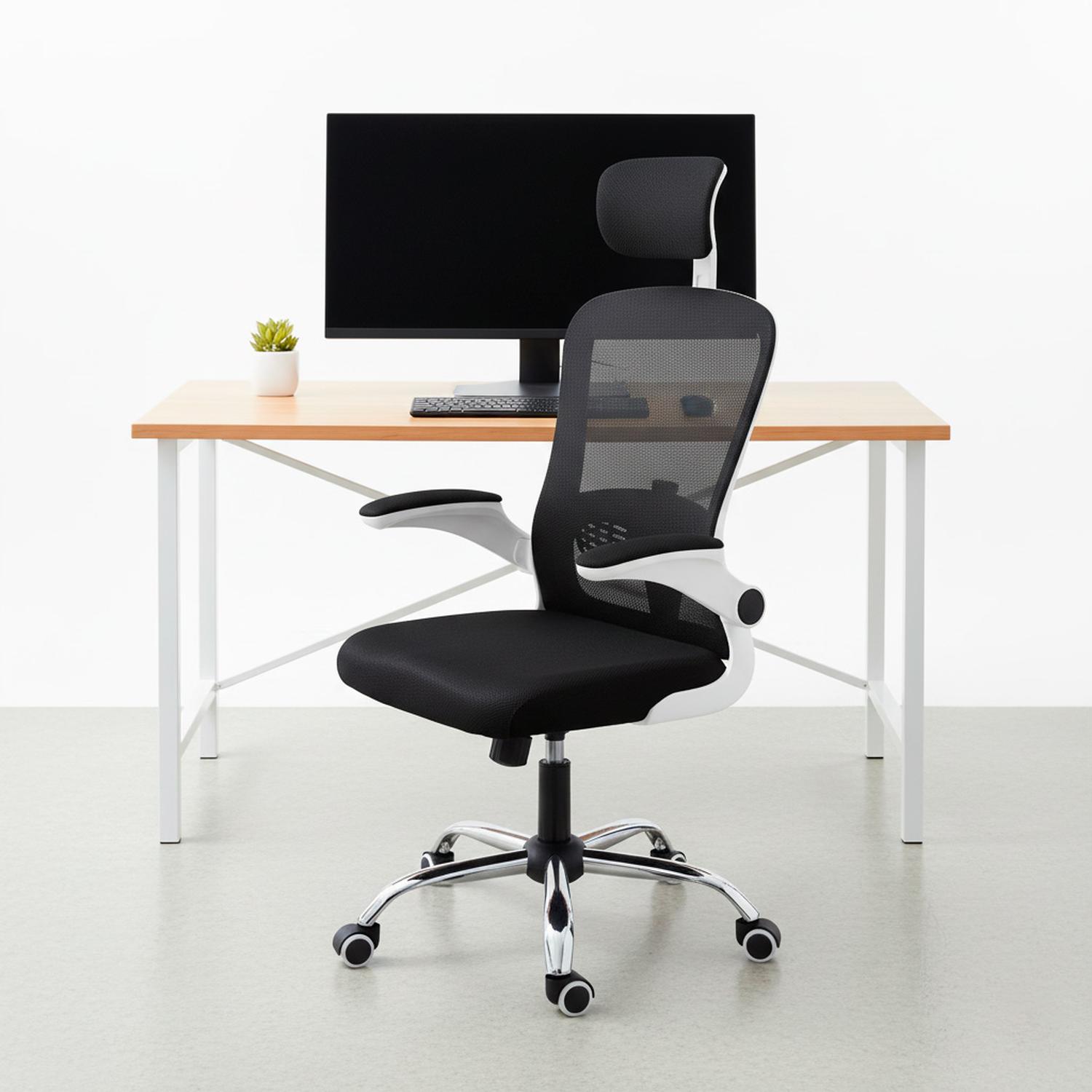 SILLA GIRATORIA EVOK BRAZOS ABATIBLES BLANCO/NEGRO OFIDEAS - 7