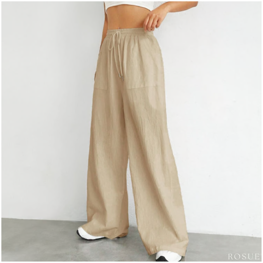 PANTALÓN CASUAL MUJER ROSUE HOLGADO CON CORDÓN EN LA CINTURA FRESCO - 1