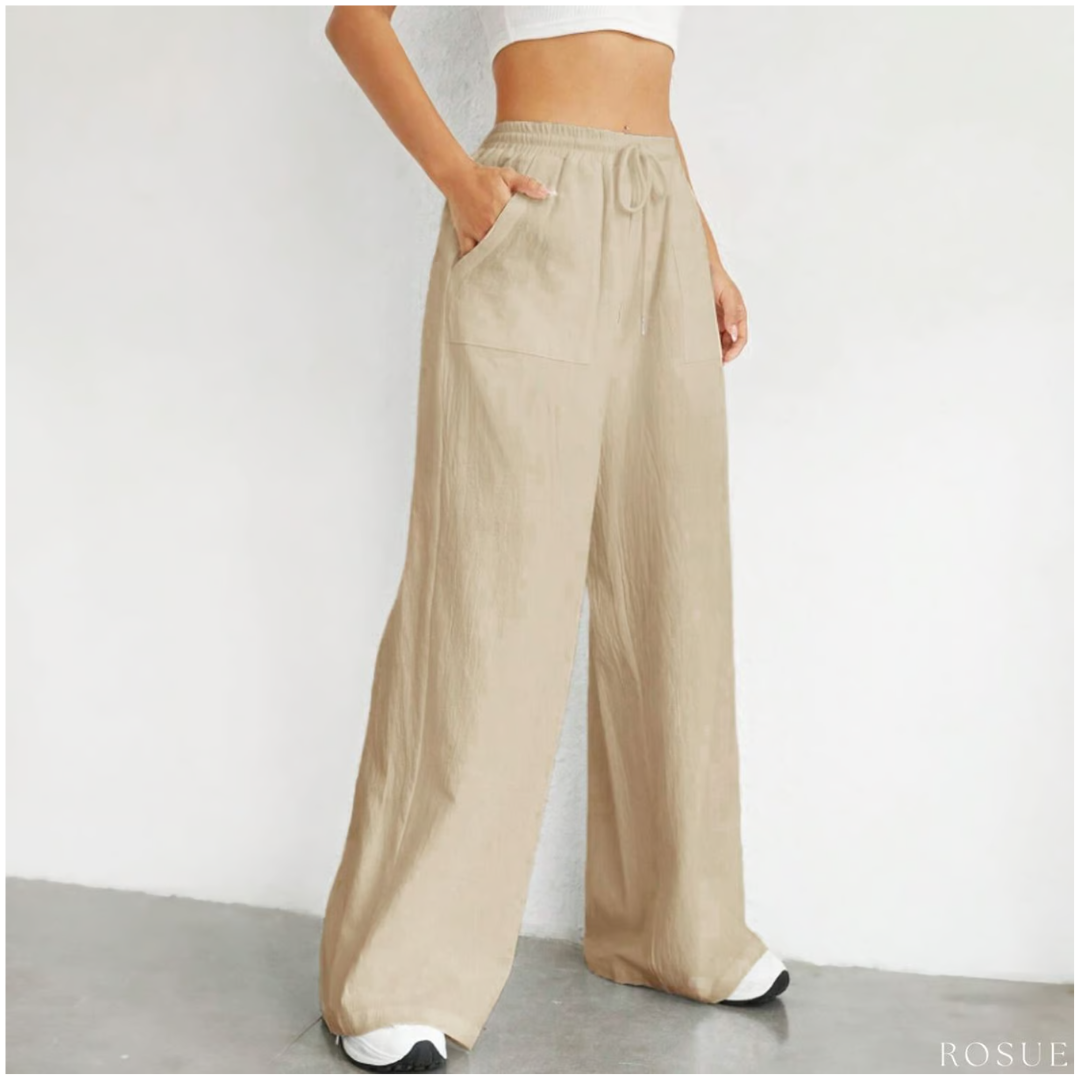 PANTALÓN CASUAL MUJER ROSUE HOLGADO CON CORDÓN EN LA CINTURA FRESCO - 2