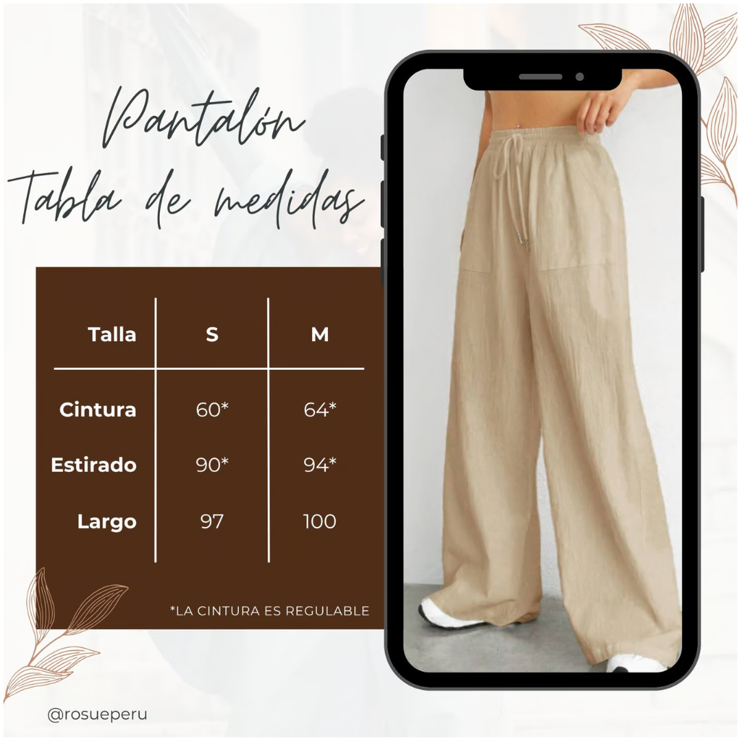 PANTALÓN CASUAL MUJER ROSUE HOLGADO CON CORDÓN EN LA CINTURA FRESCO - 3