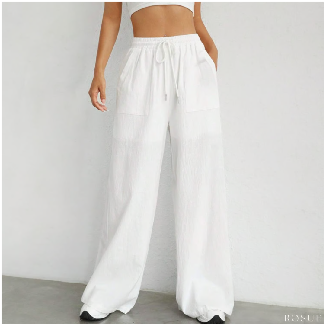 PANTALÓN CASUAL MUJER ROSUE HOLGADO CON CORDÓN EN LA CINTURA FRESCO - 4