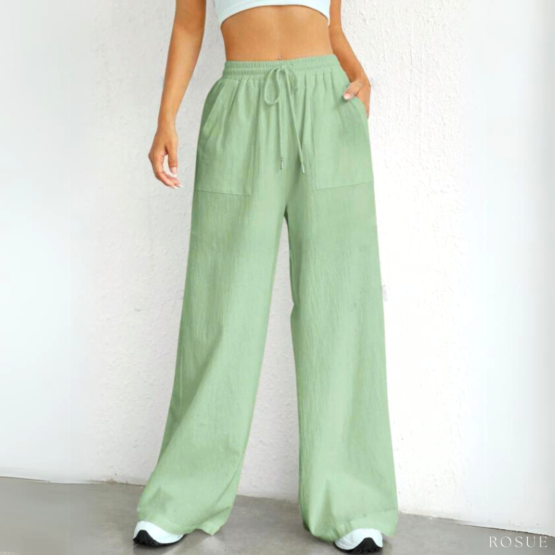 PANTALÓN PALAZZO MUJER ROSUE HOLGADO CON CORDÓN EN LA CINTURA FRESCO - 1