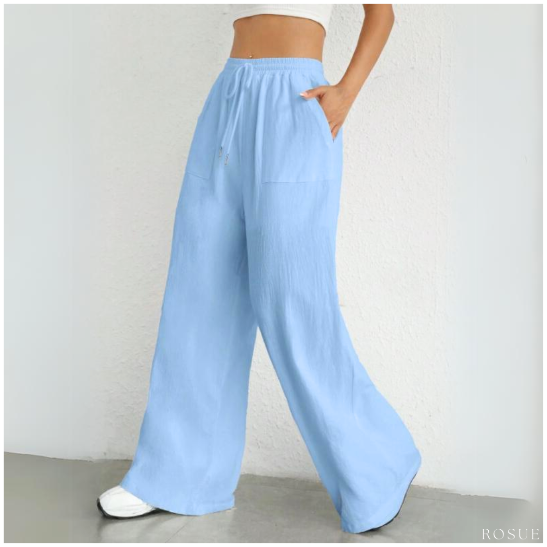PANTALÓN PALAZZO MUJER ROSUE HOLGADO CON CORDÓN EN LA CINTURA FRESCO - 2
