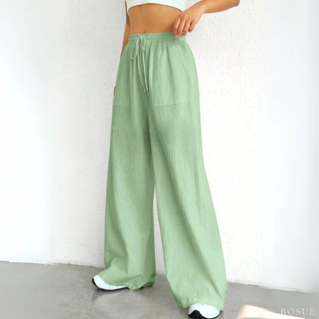 PANTALÓN PALAZZO MUJER ROSUE HOLGADO CON CORDÓN EN LA CINTURA FRESCO - 2