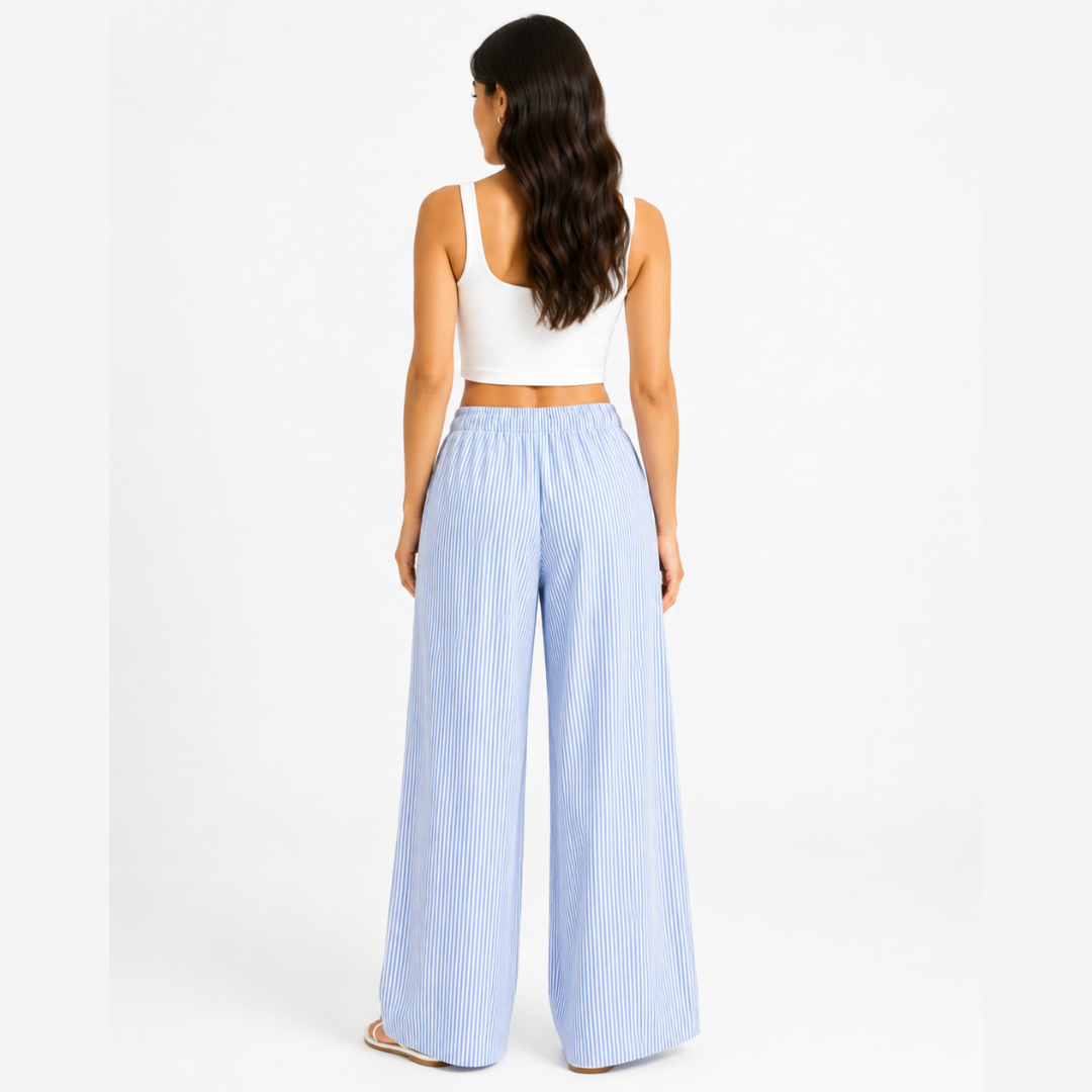 PANTALÓN CASUAL LINO MUJER ROSUE RAYAS HOLGADO - 2